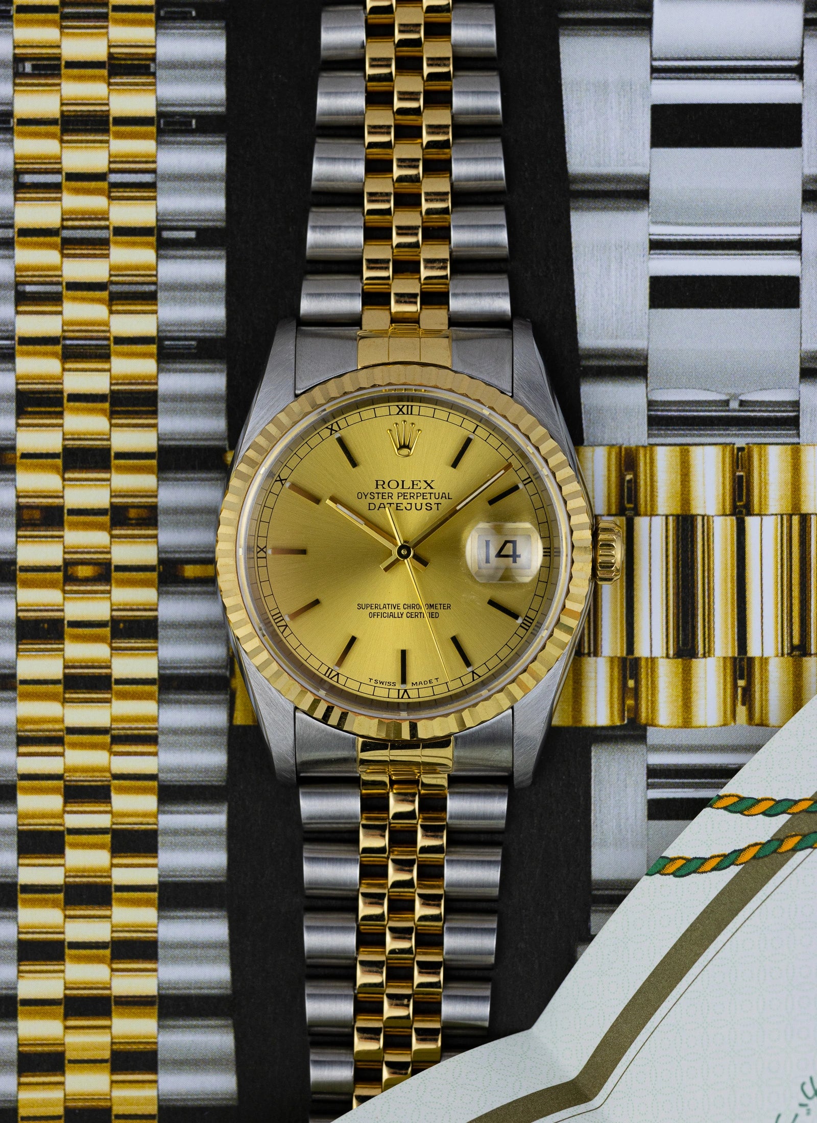 1996 Rolex Datejust Champagne Dial 16233 Full Set
