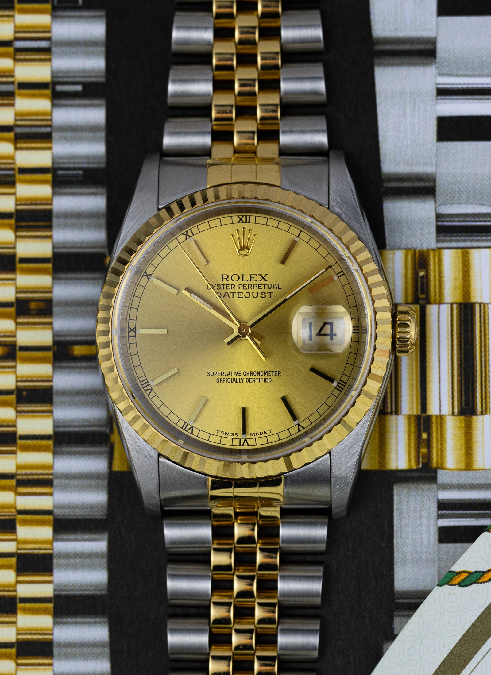 1996 Rolex Datejust Champagne Dial 16233 Full Set