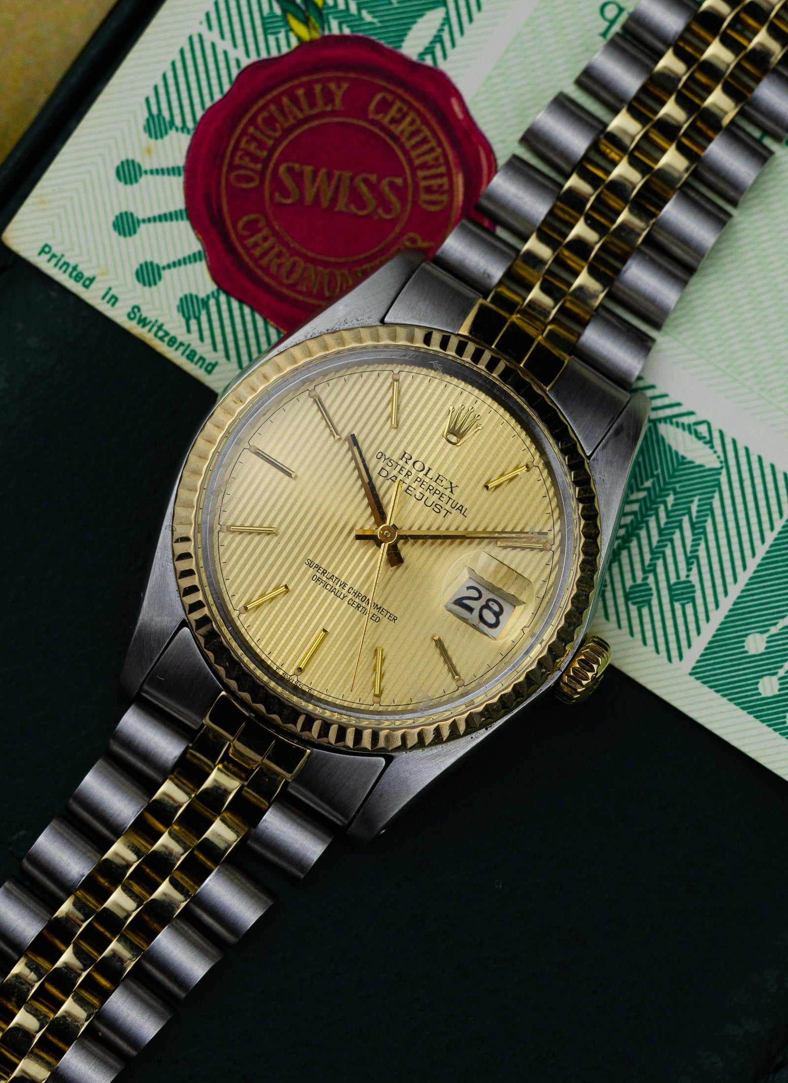 1980 Rolex Datejust Tapestry Dial 16013 Full Set