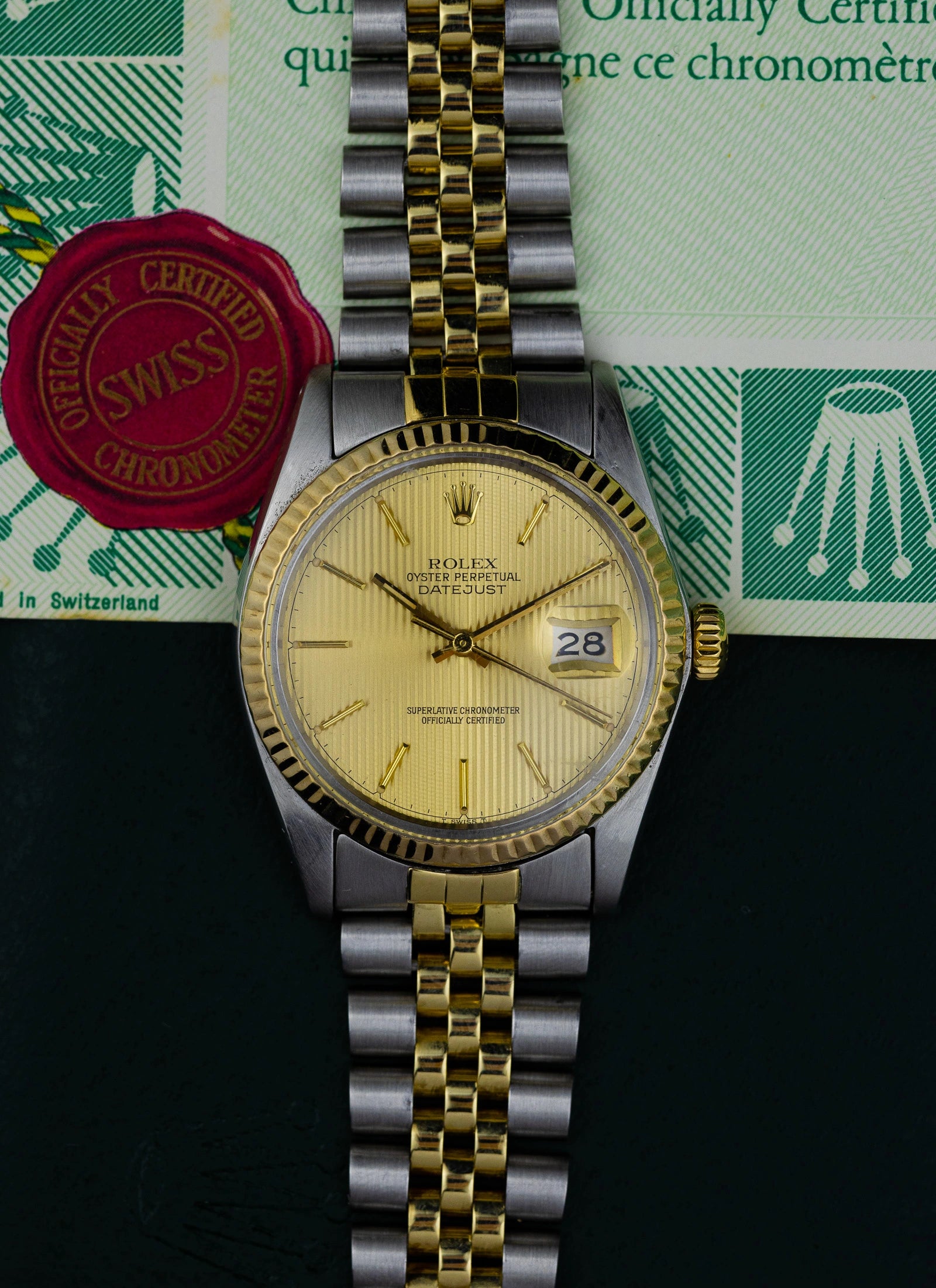 1980 Rolex Datejust Tapestry Dial 16013 Full Set