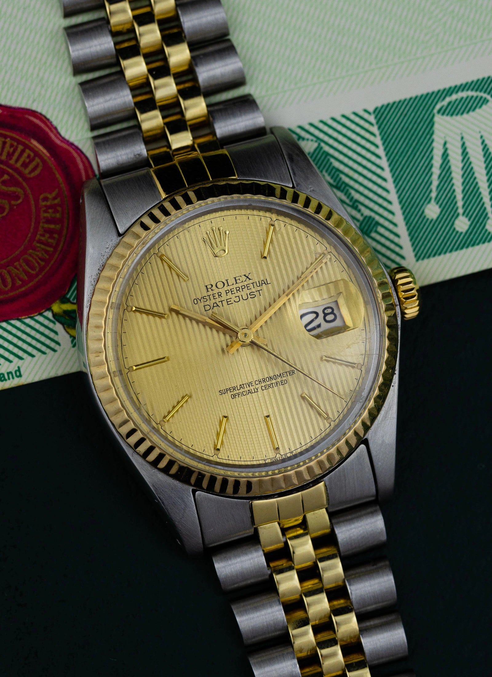 1980 Rolex Datejust Tapestry Dial 16013 Full Set