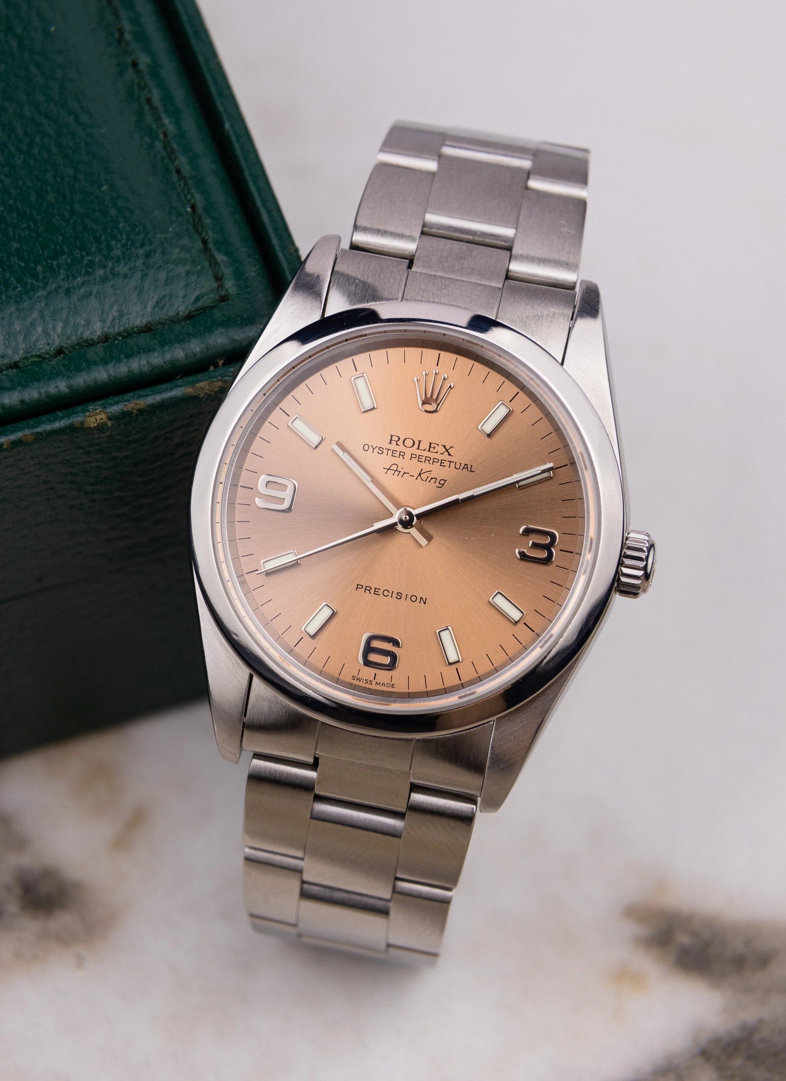 2005 Rolex Air King 14000 Salmon Dial Full Set