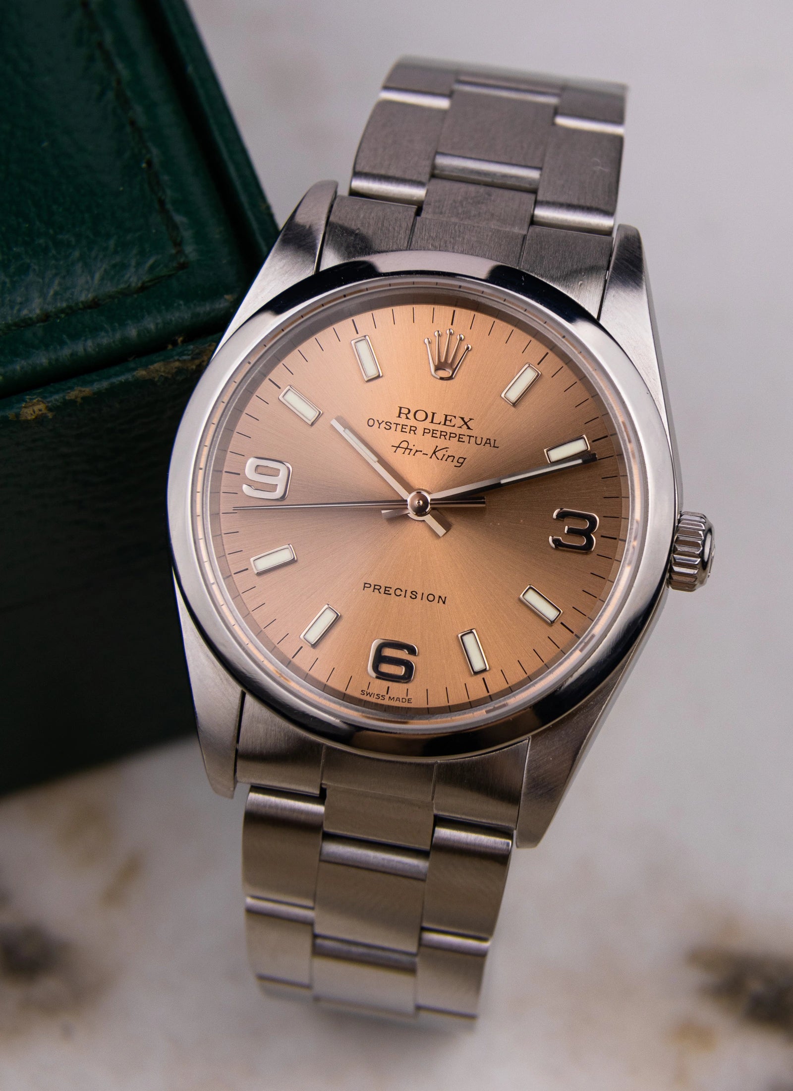 2005 Rolex Air King 14000 Salmon Dial Full Set