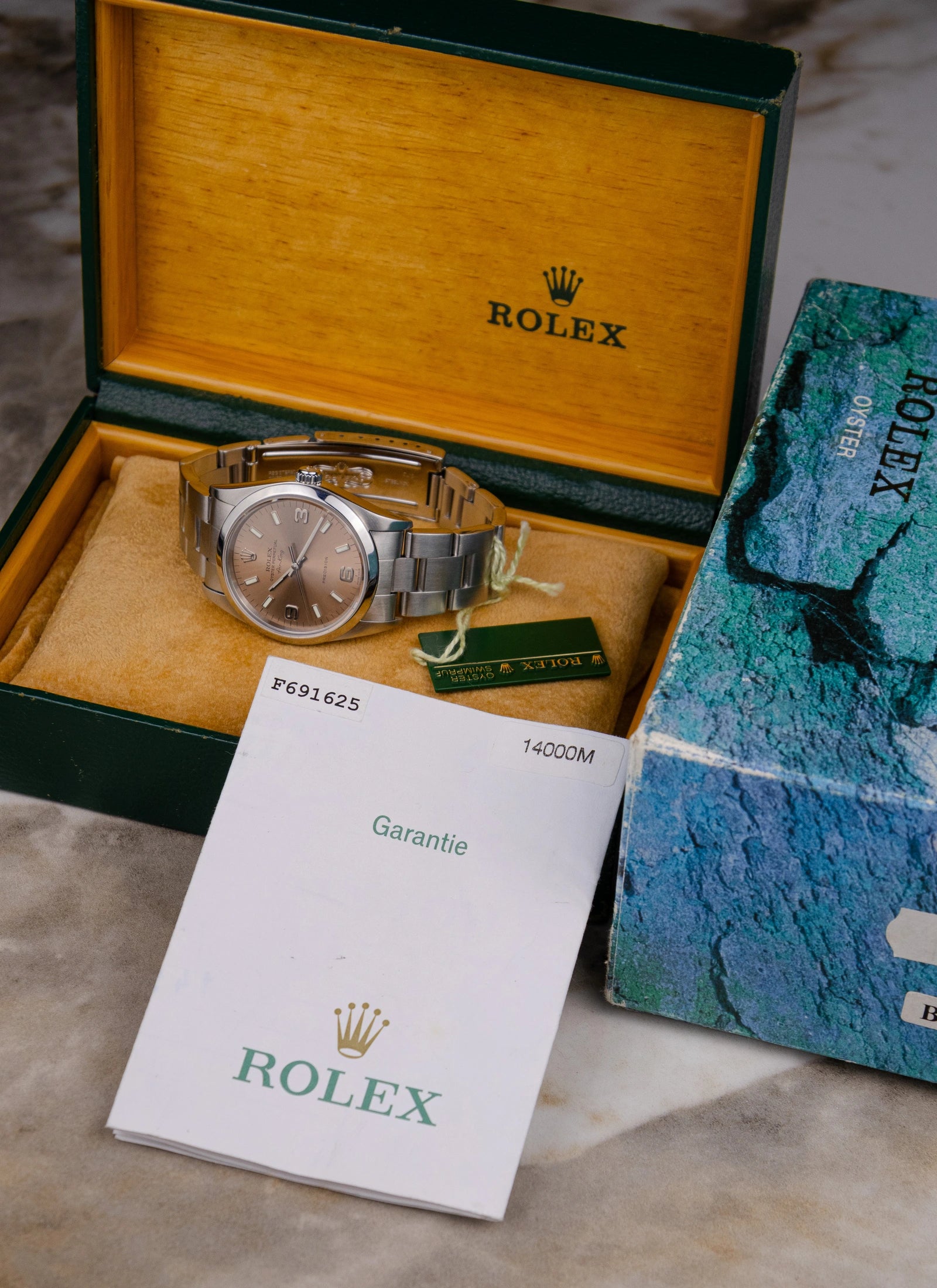 2005 Rolex Air King 14000 Salmon Dial Full Set