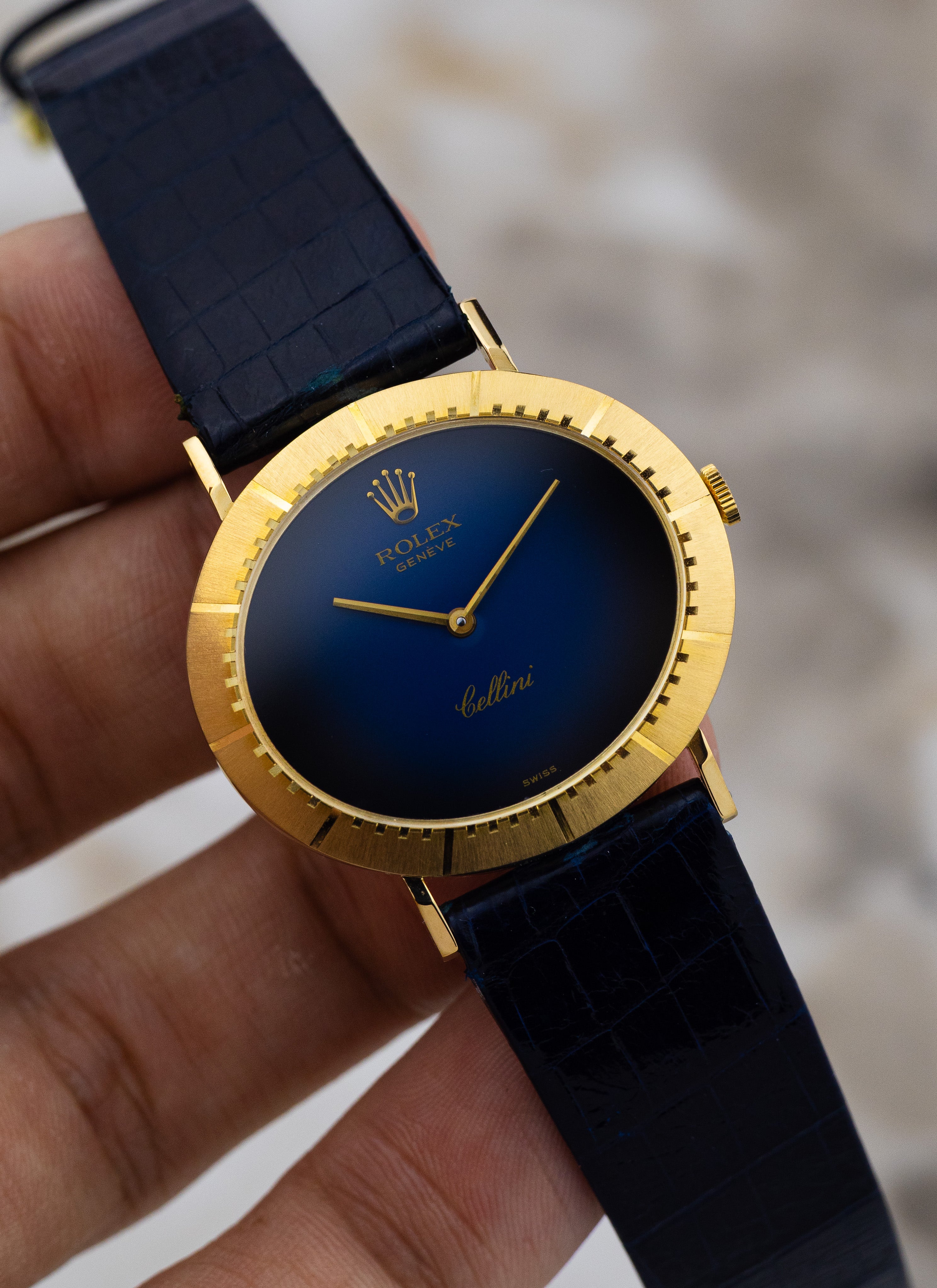 1974 18K Rolex Cellini Blue Vignette 4083