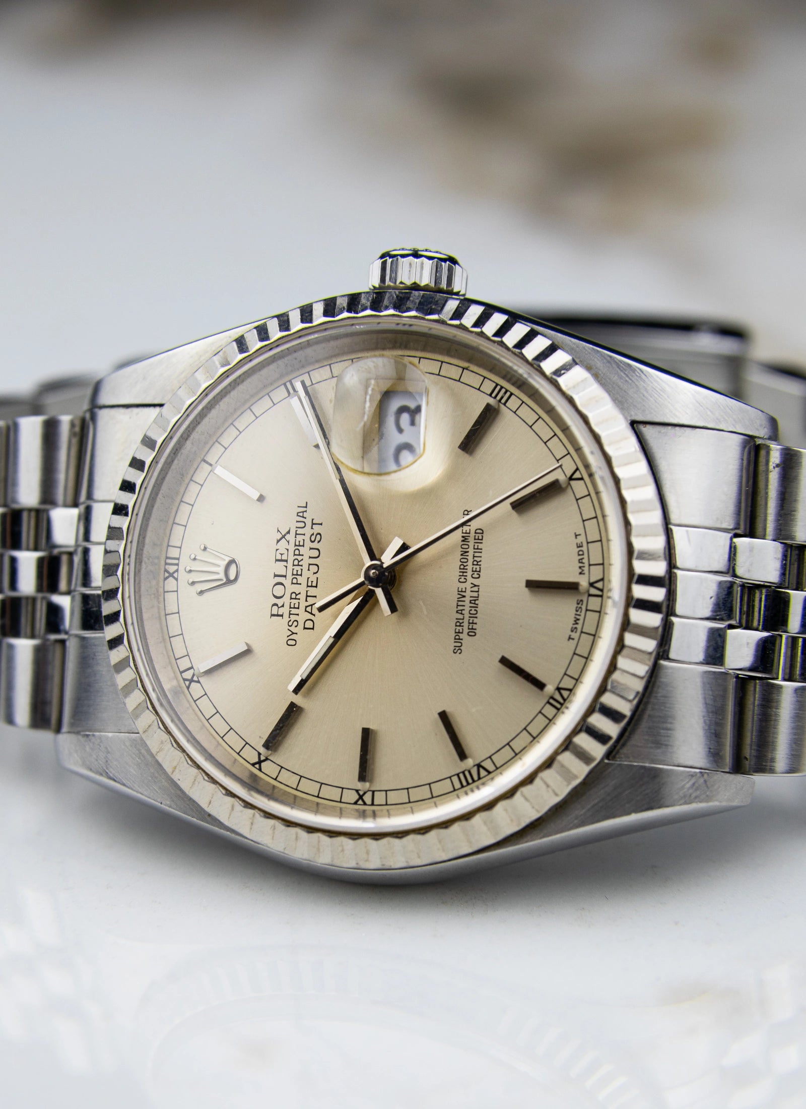 1996 Rolex Datejust 16234 silver/cream