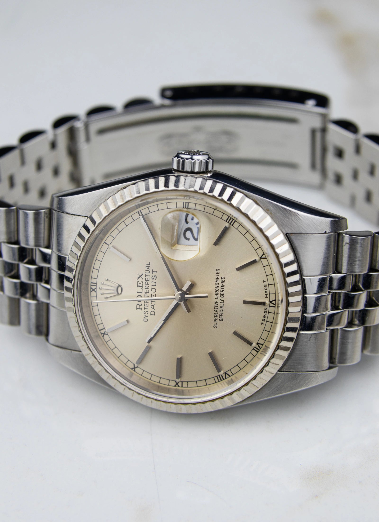 1996 Rolex Datejust 16234 silver/cream