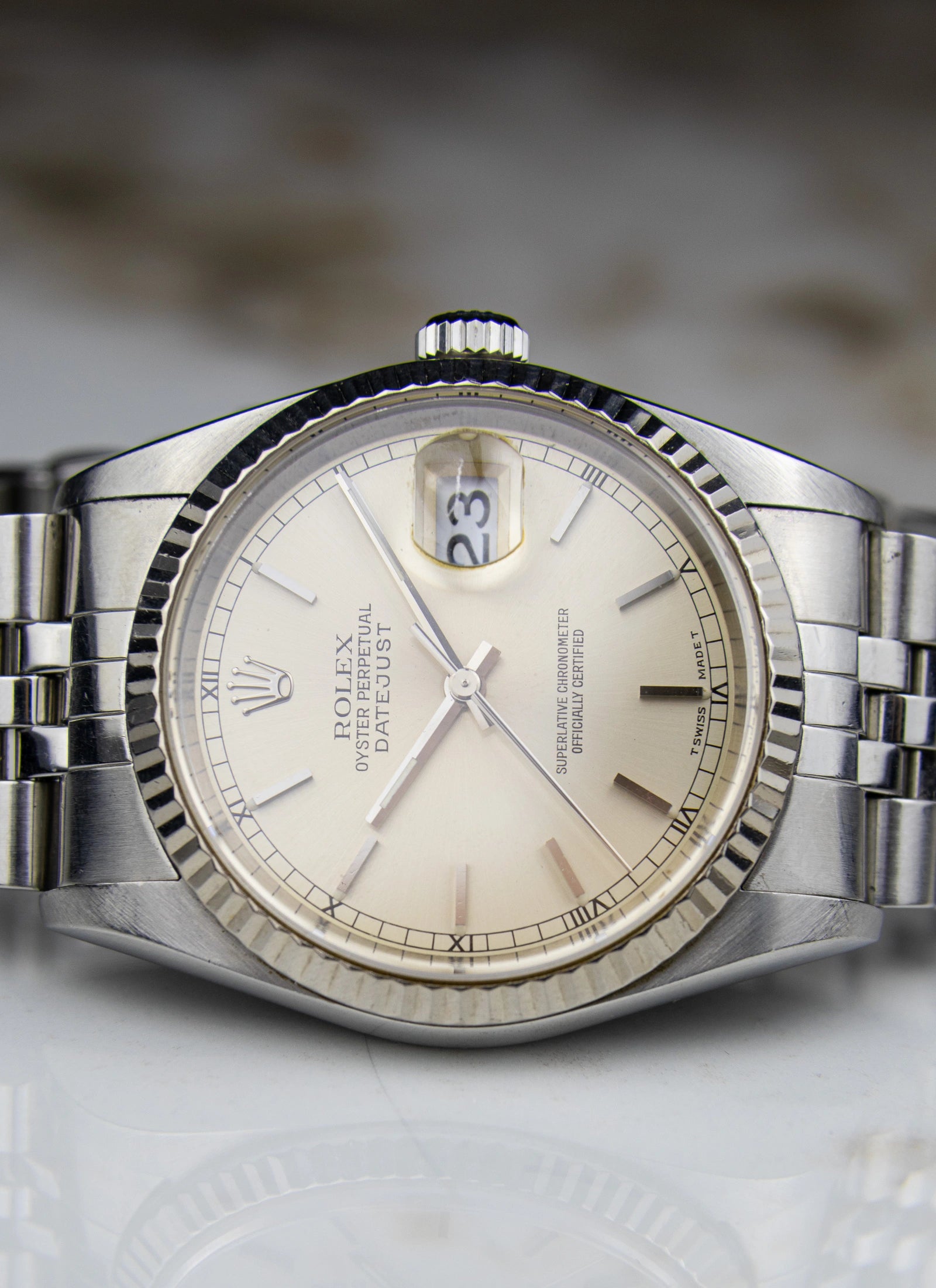 1996 Rolex Datejust 16234 silver/cream