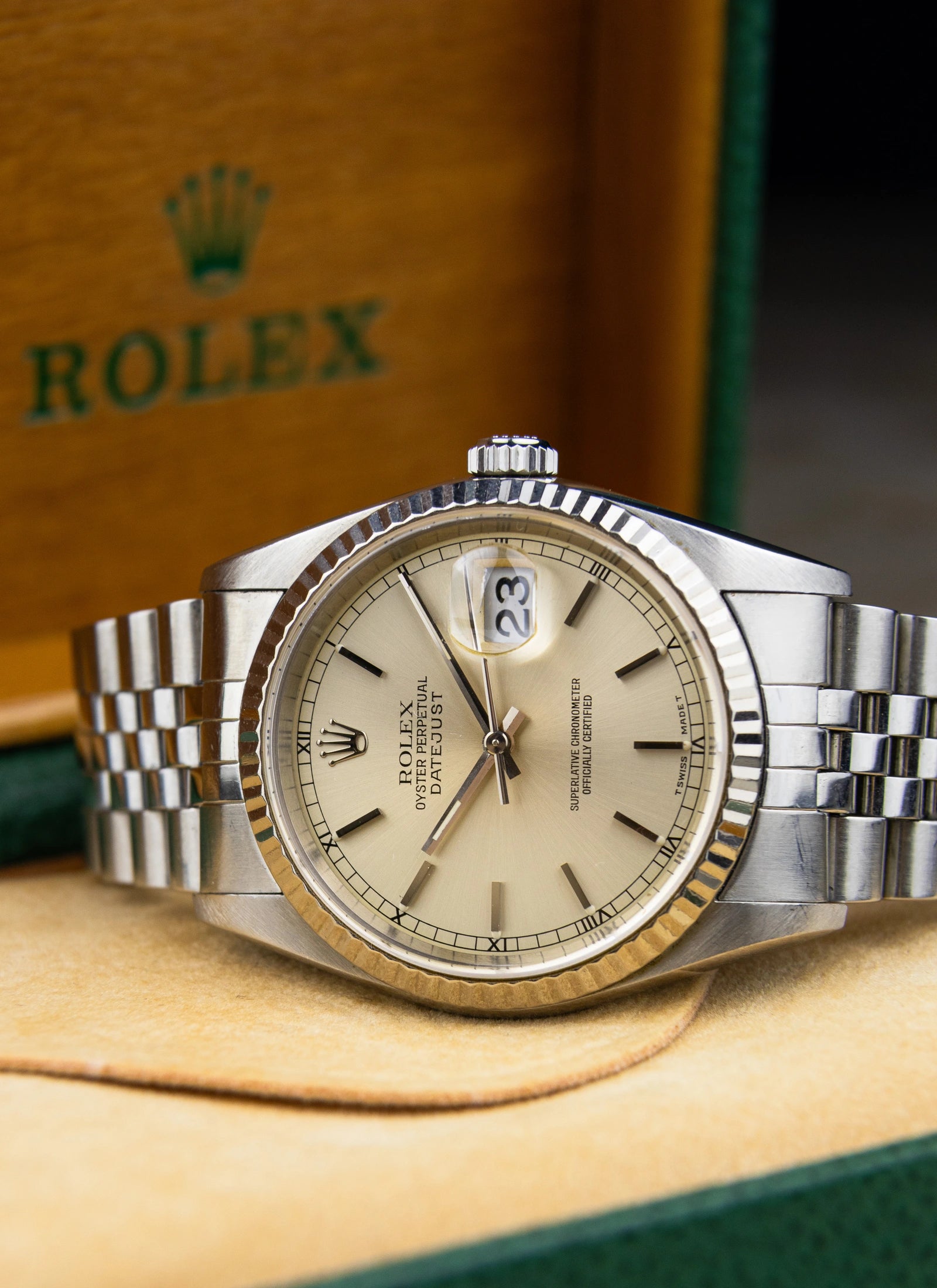 1996 Rolex Datejust 16234 silver/cream