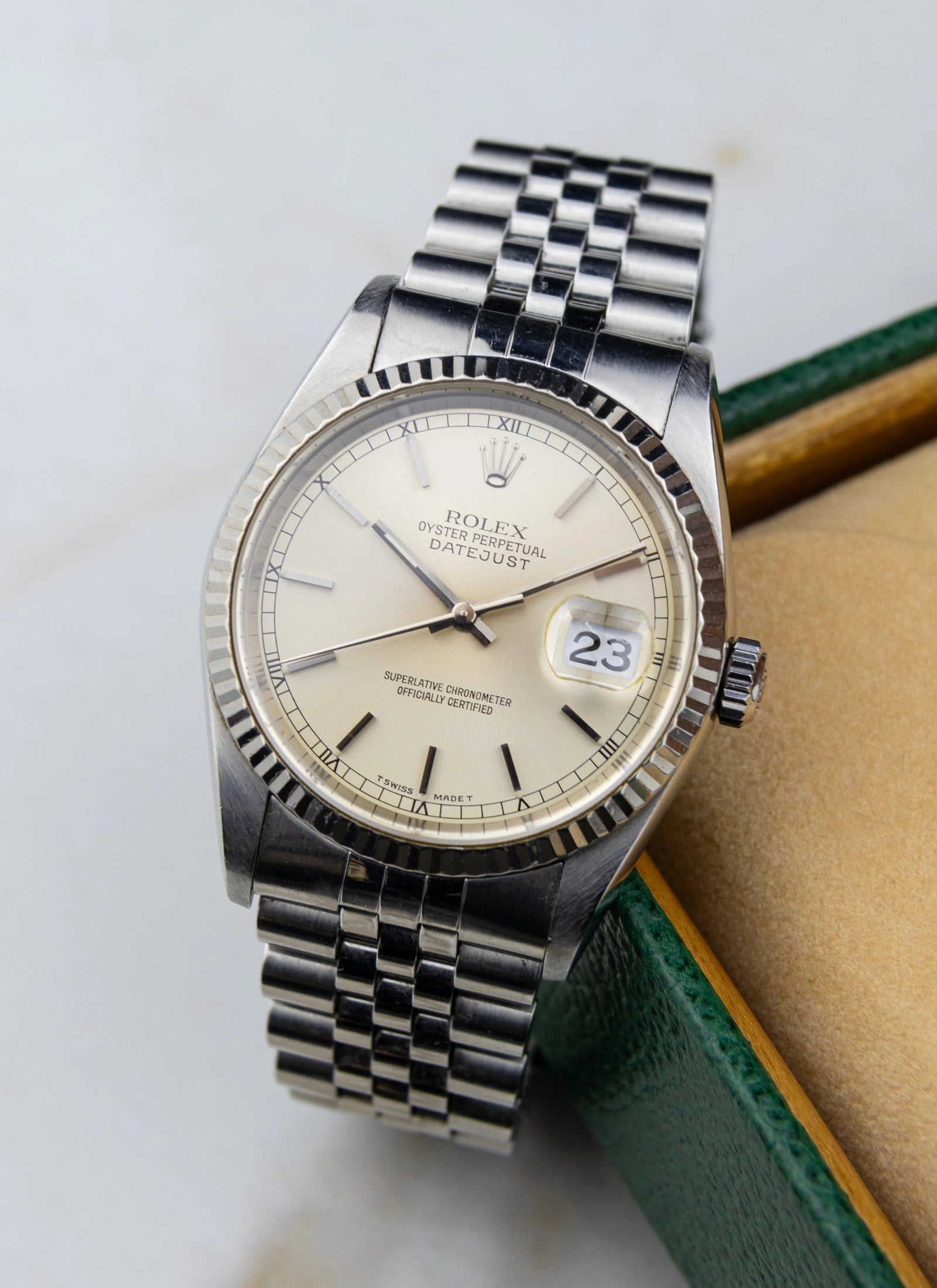 1996 Rolex Datejust 16234 silver/cream