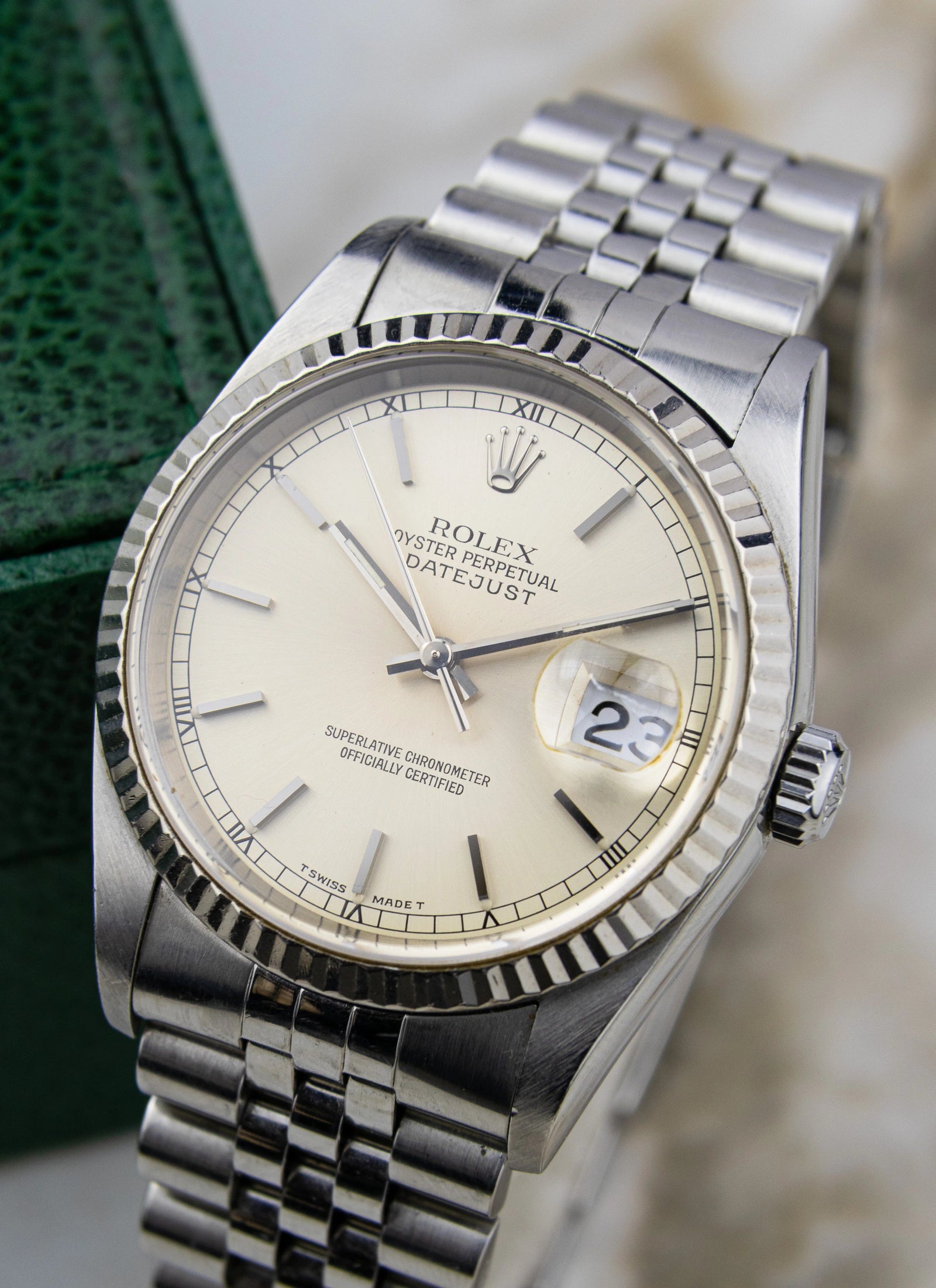 1996 Rolex Datejust 16234 silver/cream