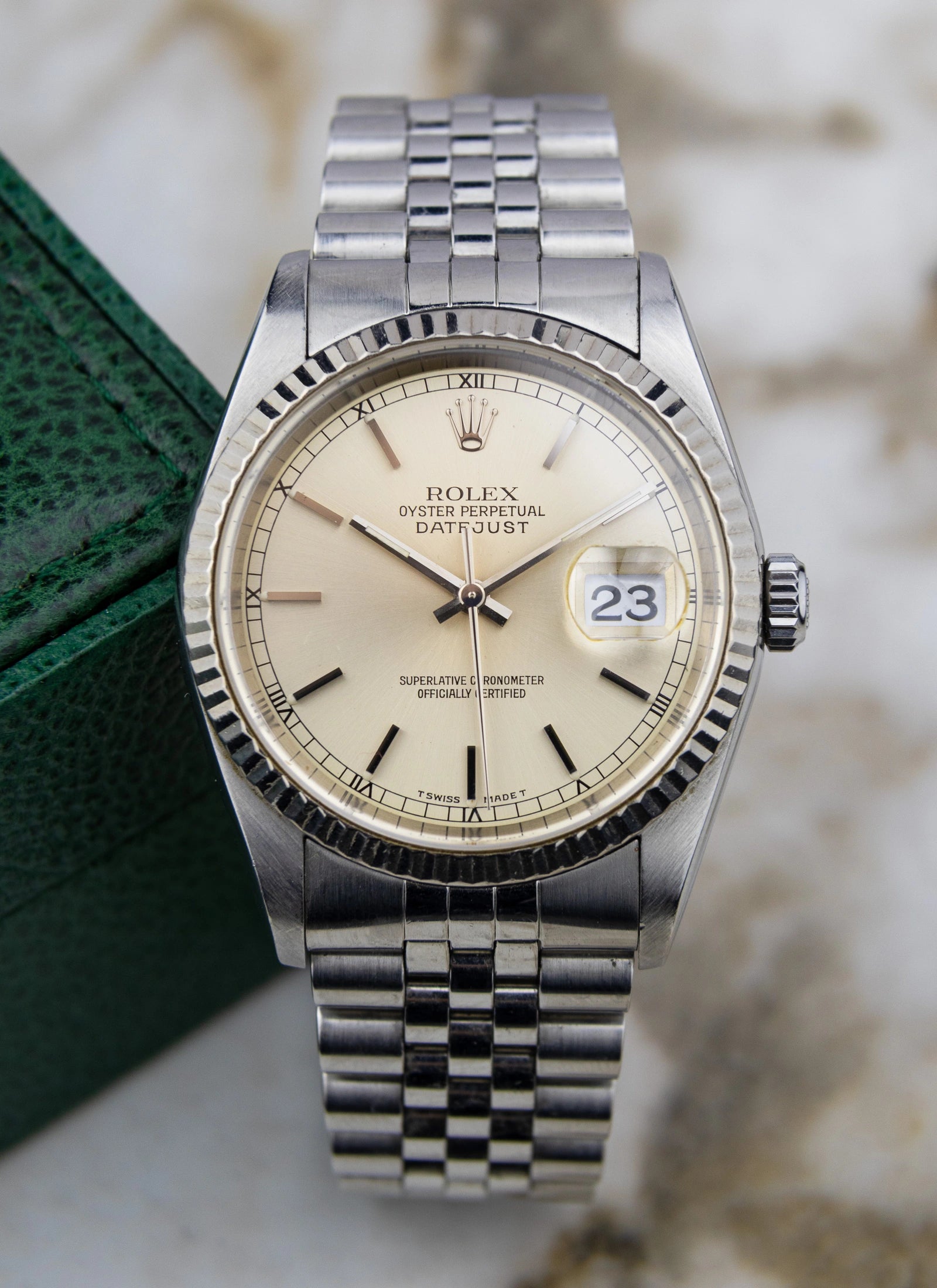 1996 Rolex Datejust 16234 silver/cream