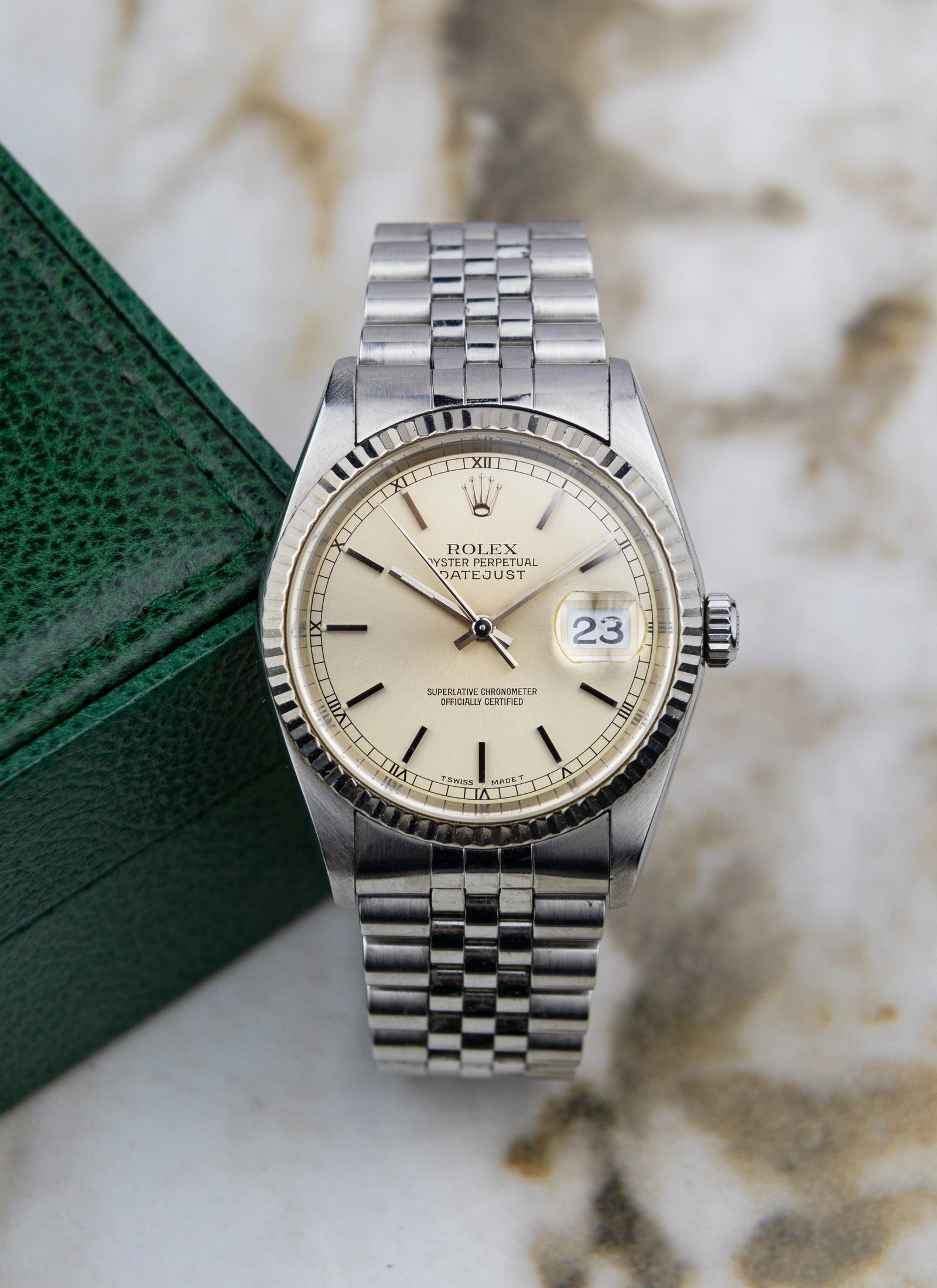 1996 Rolex Datejust 16234 silver/cream