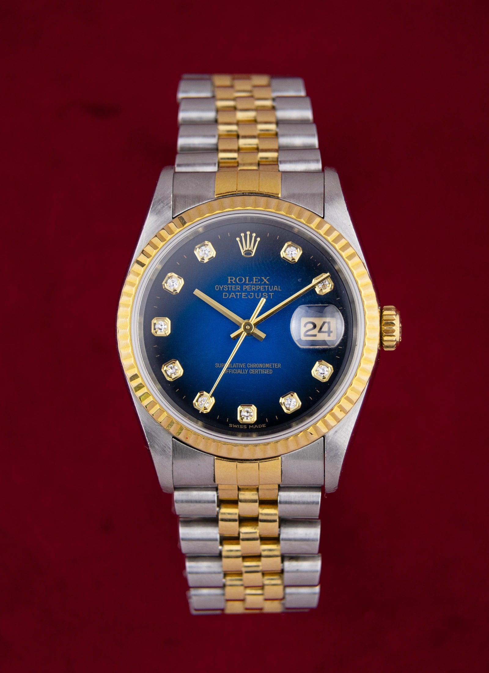 1995 Rolex Datejust 16233 Blue Vignette Diamond Dial