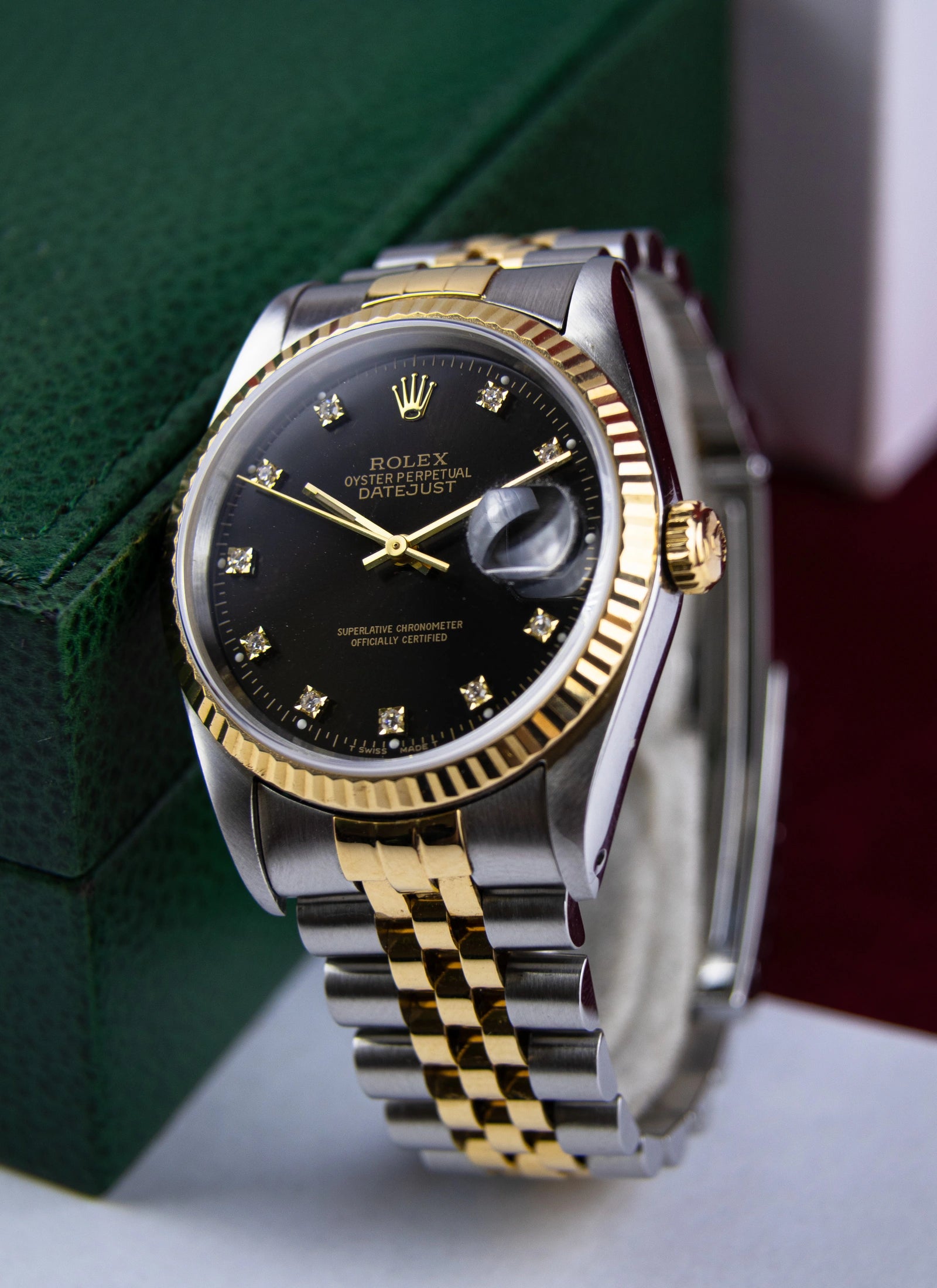 1994 Rolex Datejust 16233 Black Diamond Dial Full Set