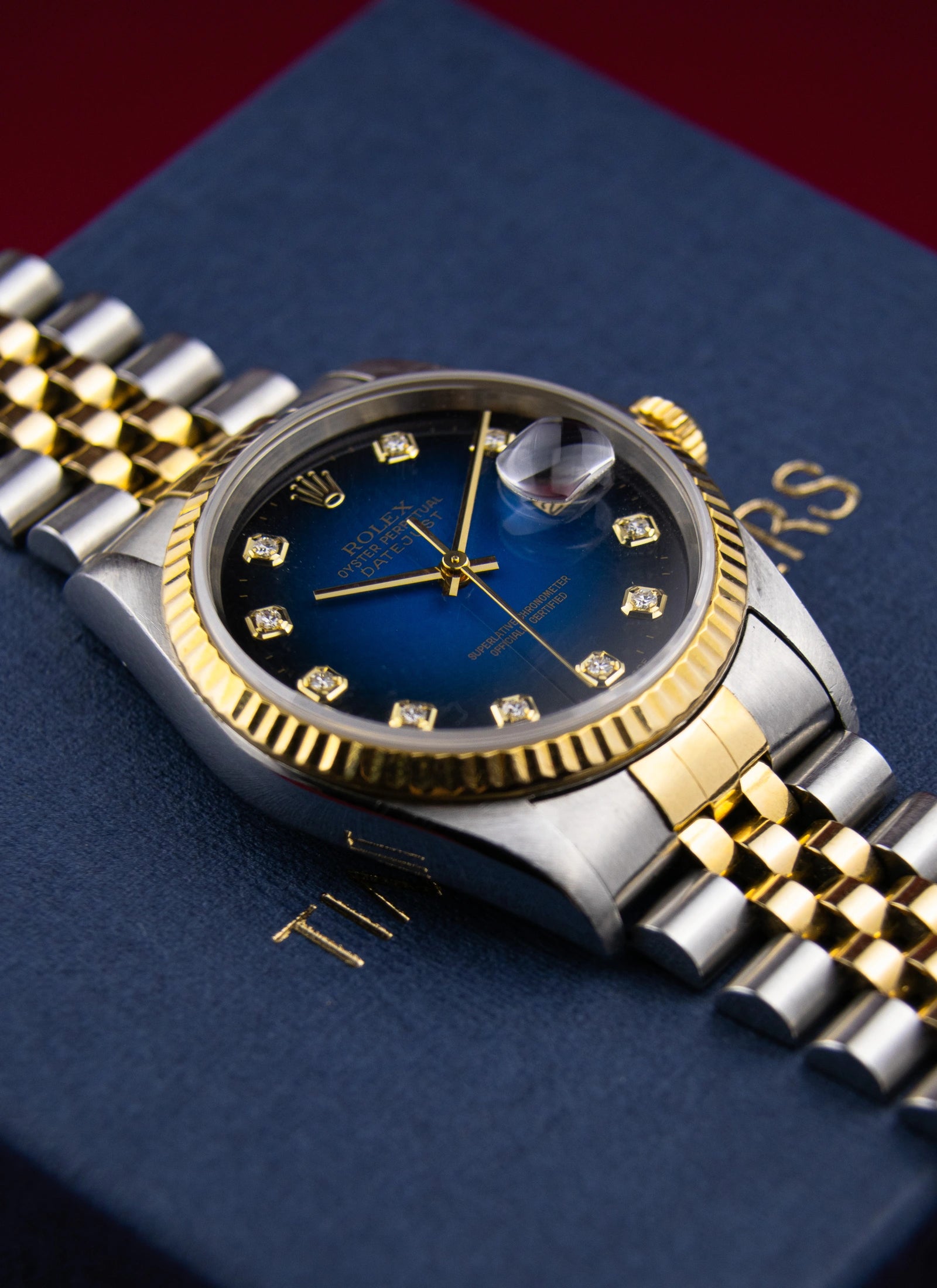1995 Rolex Datejust 16233 Blue Vignette Diamond Dial