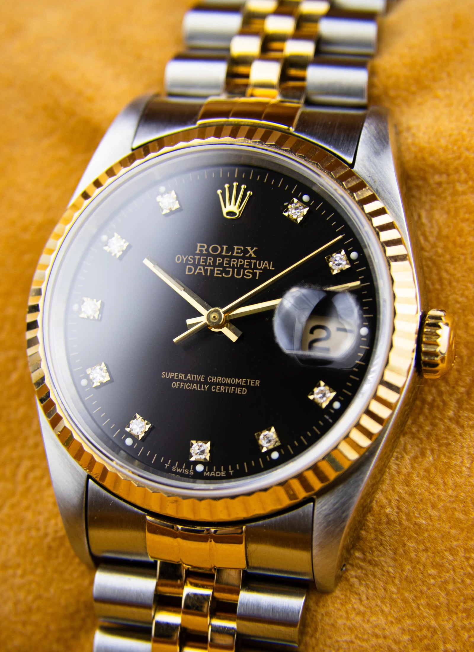 1994 Rolex Datejust 16233 Black Diamond Dial Full Set