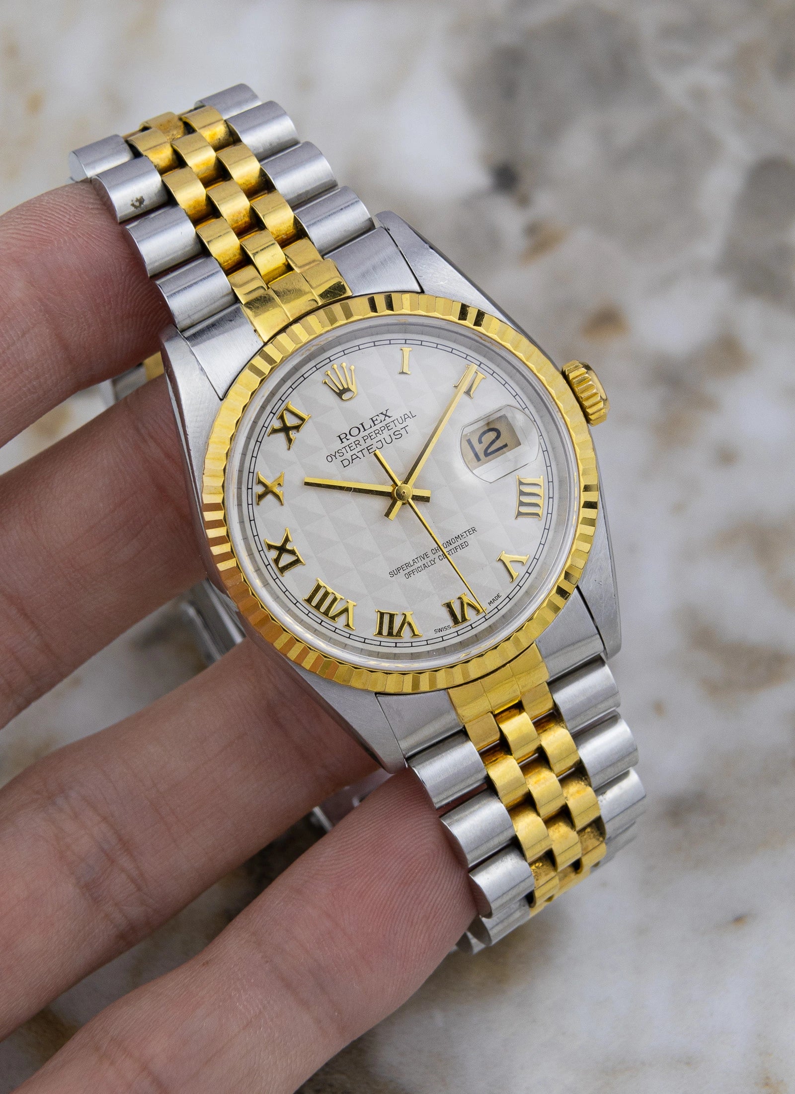 1999 Rolex Datejust 16233 Pyramid Dial Papers