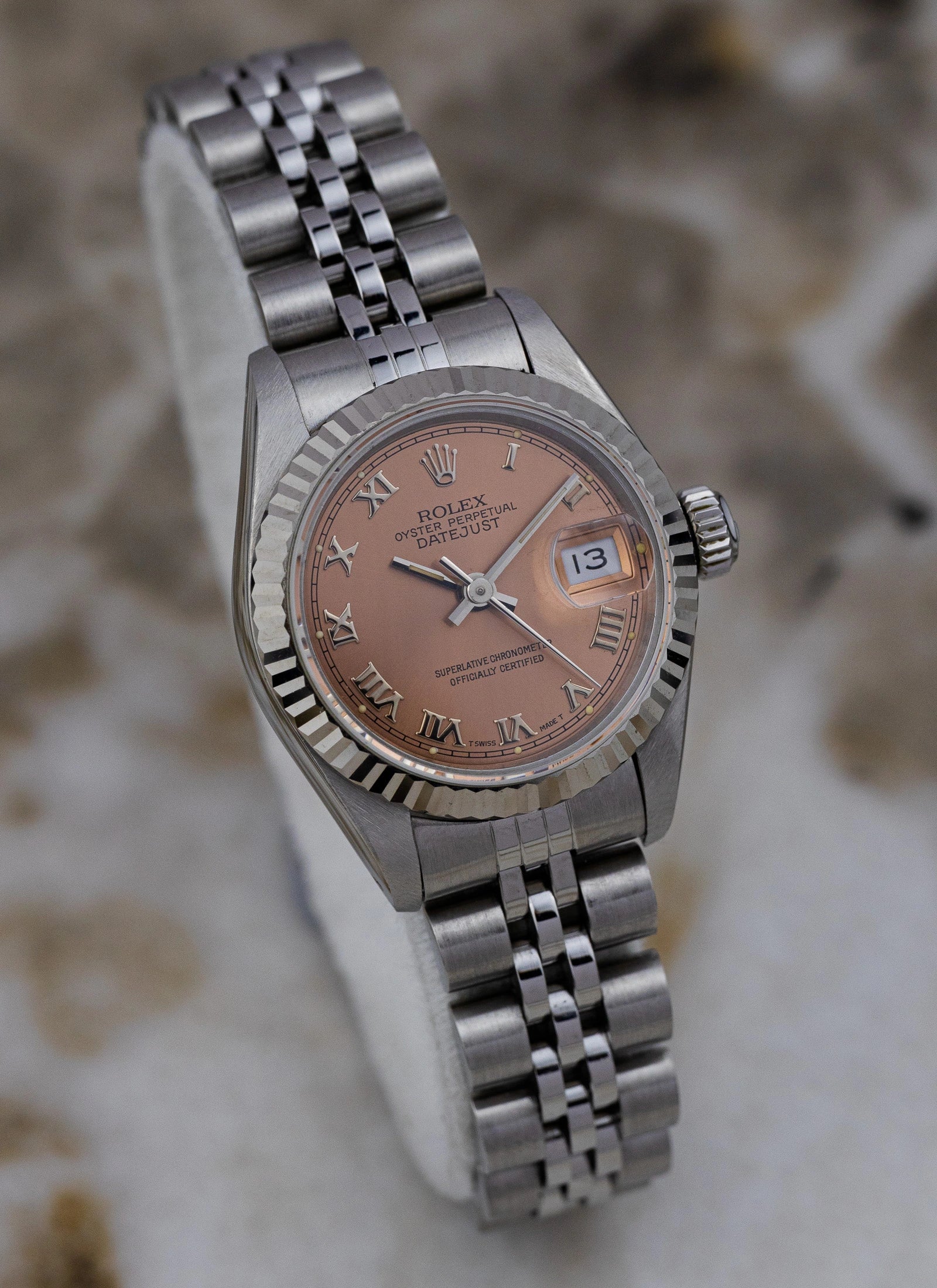 1990 Lady Rolex Datejust 69174 Salmon Roman Dial Full Set
