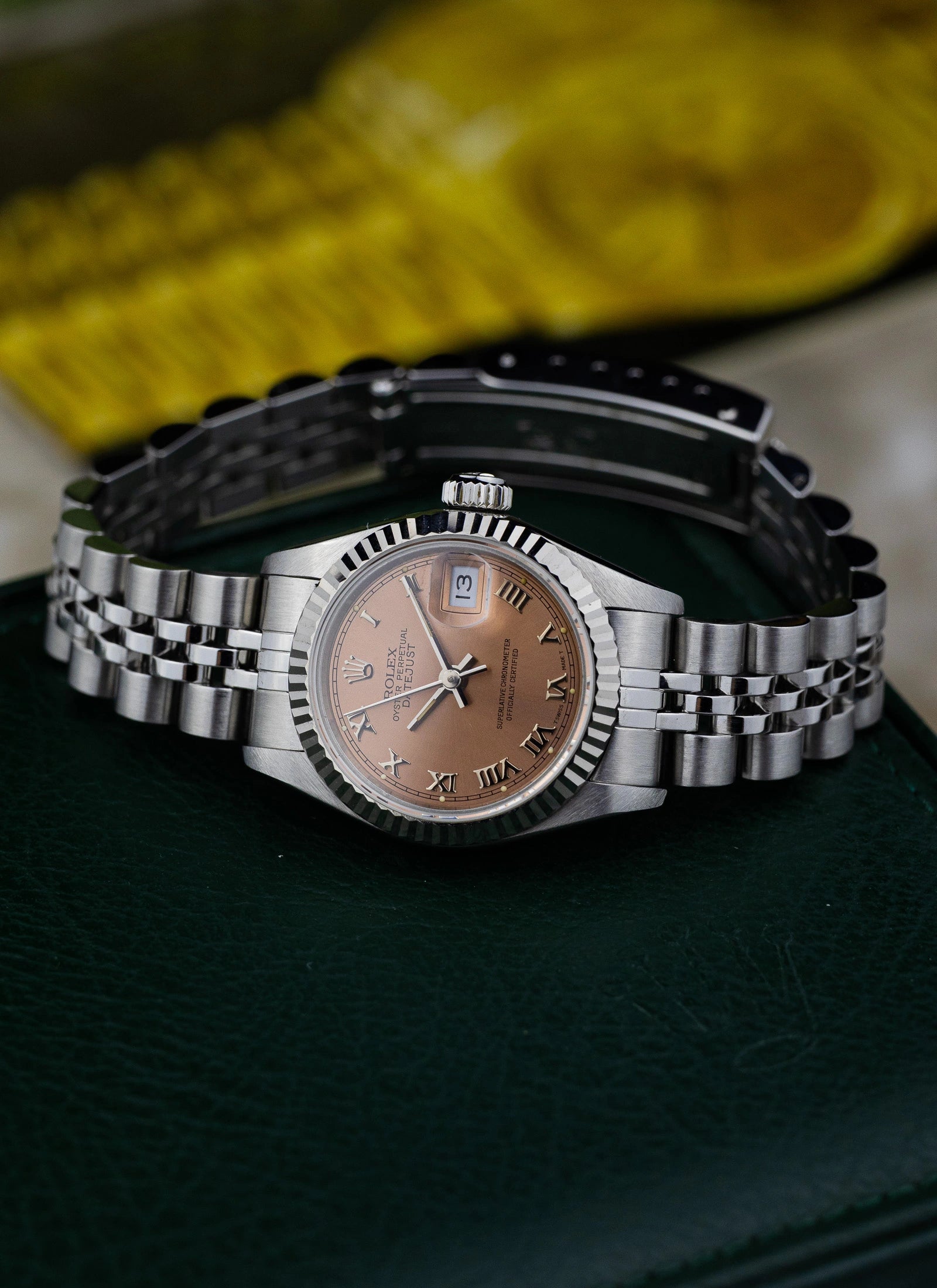 1990 Lady Rolex Datejust 69174 Salmon Roman Dial Full Set