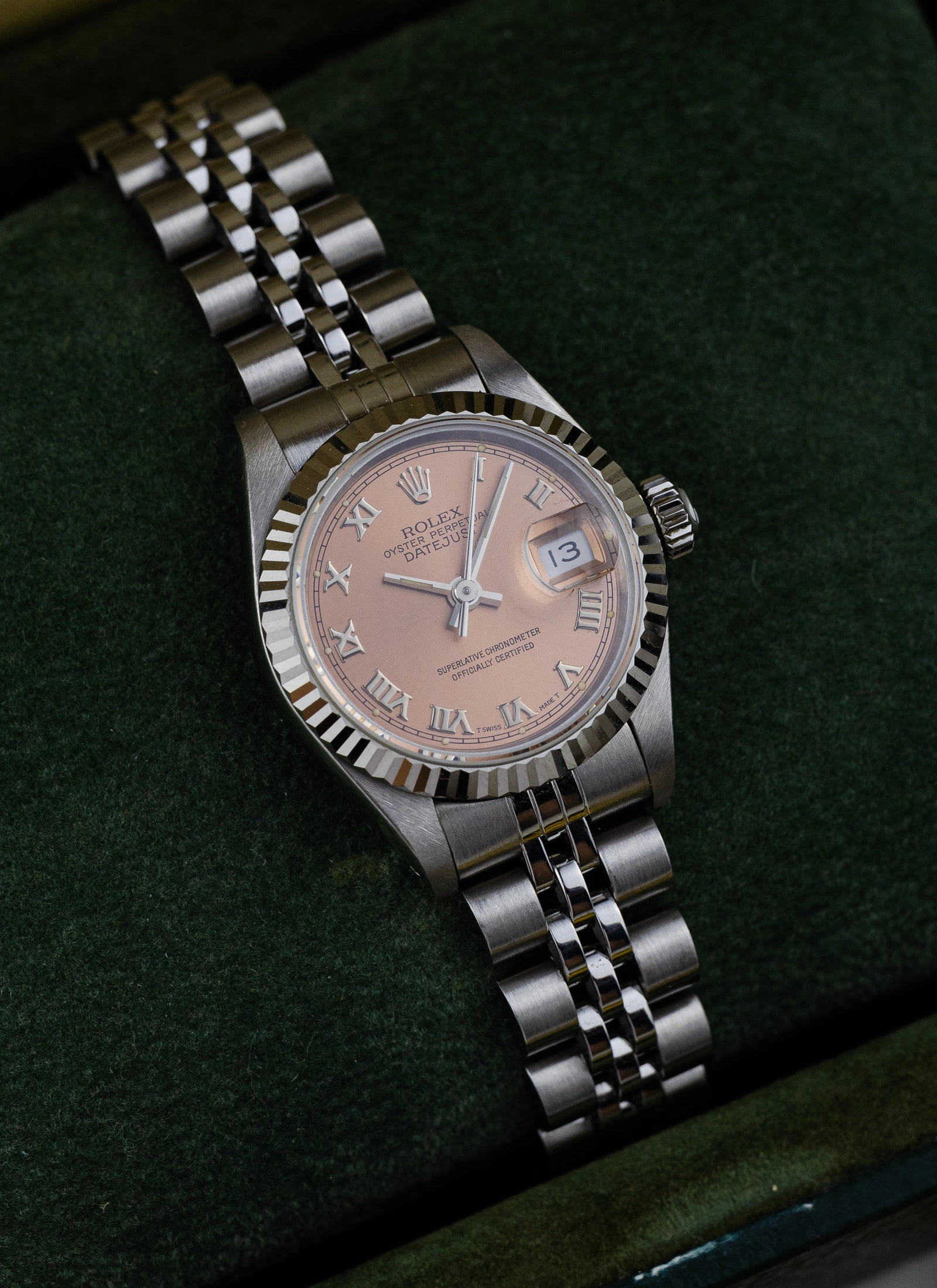1990 Lady Rolex Datejust 69174 Salmon Roman Dial Full Set