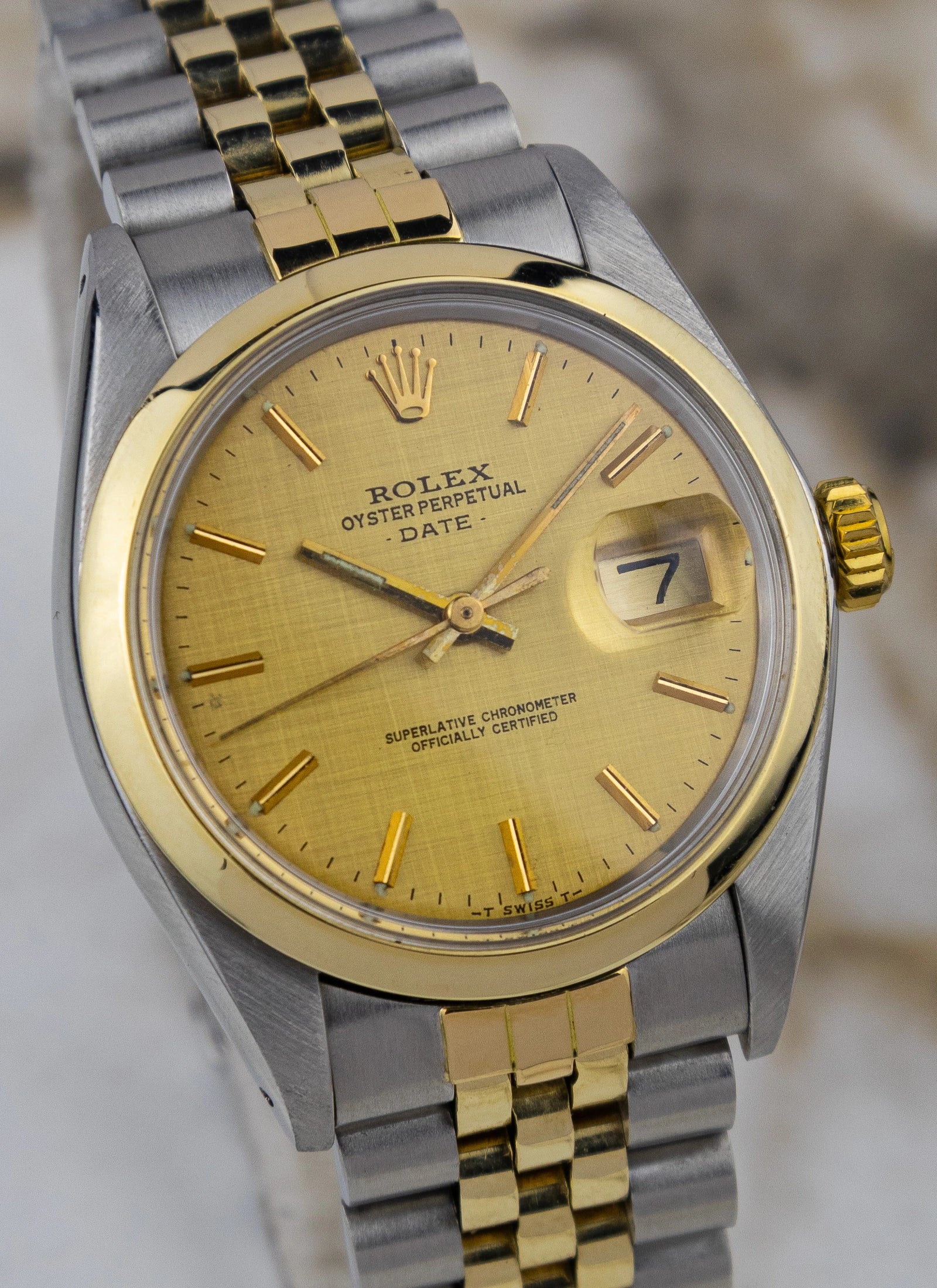 1979 Rolex Oyster Perpetual Date 1500 Bicolor Linen Dial