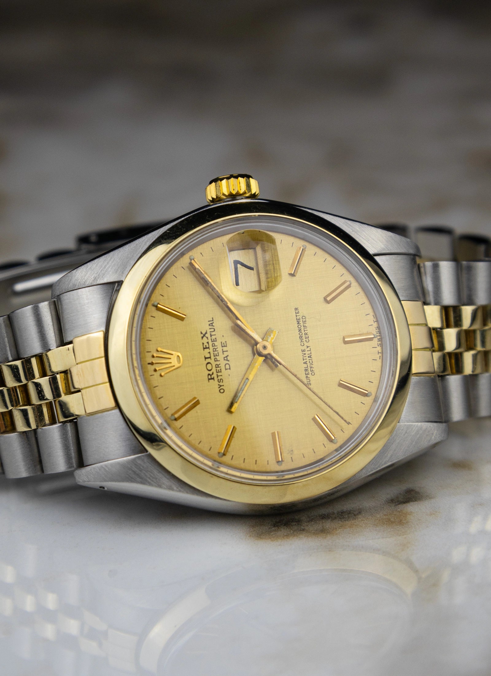 1979 Rolex Oyster Perpetual Date 1500 Bicolor Linen Dial
