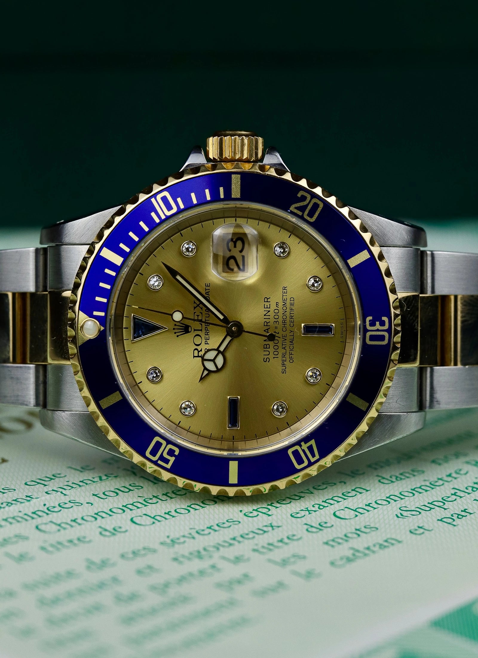1999 Rolex Submariner Serti Dial Ref 16613