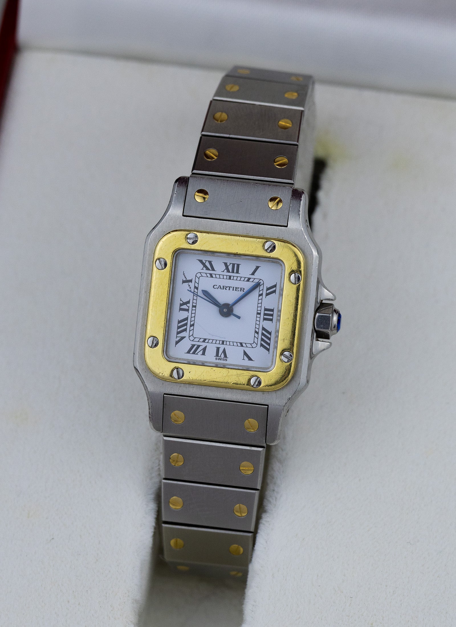 1990s Lady Cartier Santos Caree Automatique Unpolished Box