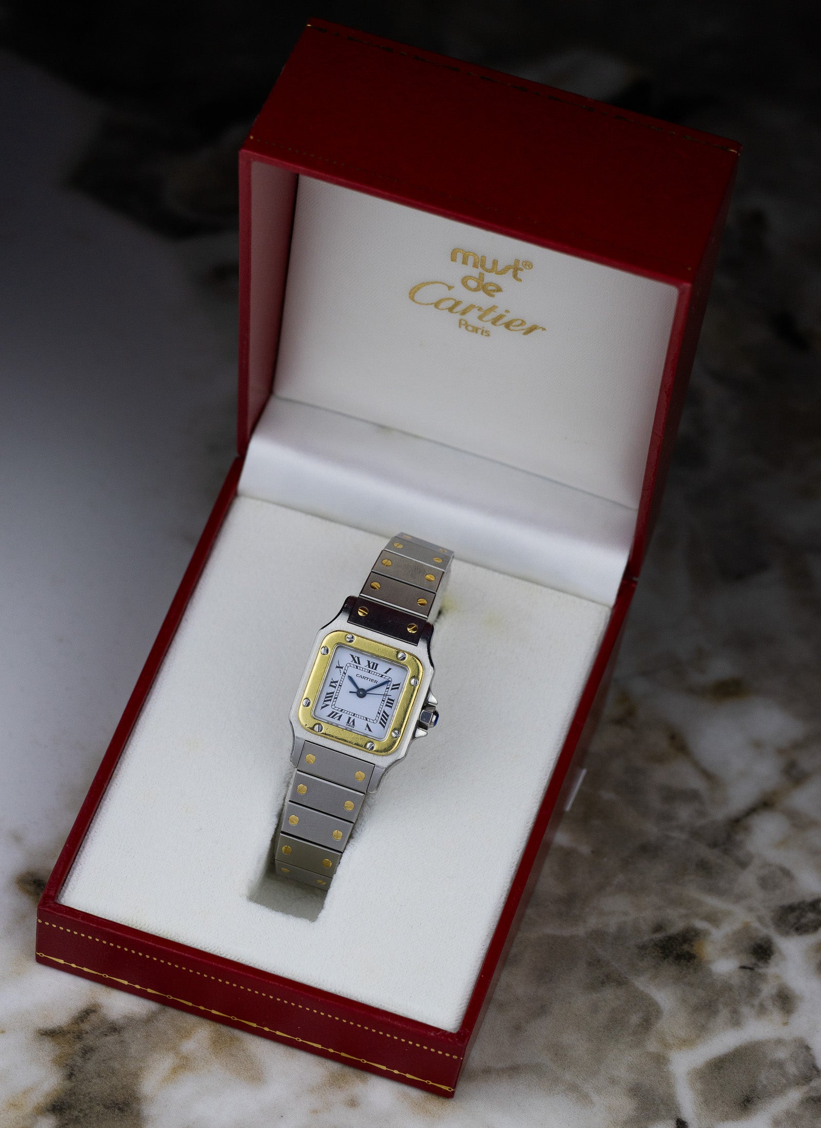 1990s Lady Cartier Santos Caree Automatique Unpolished Box