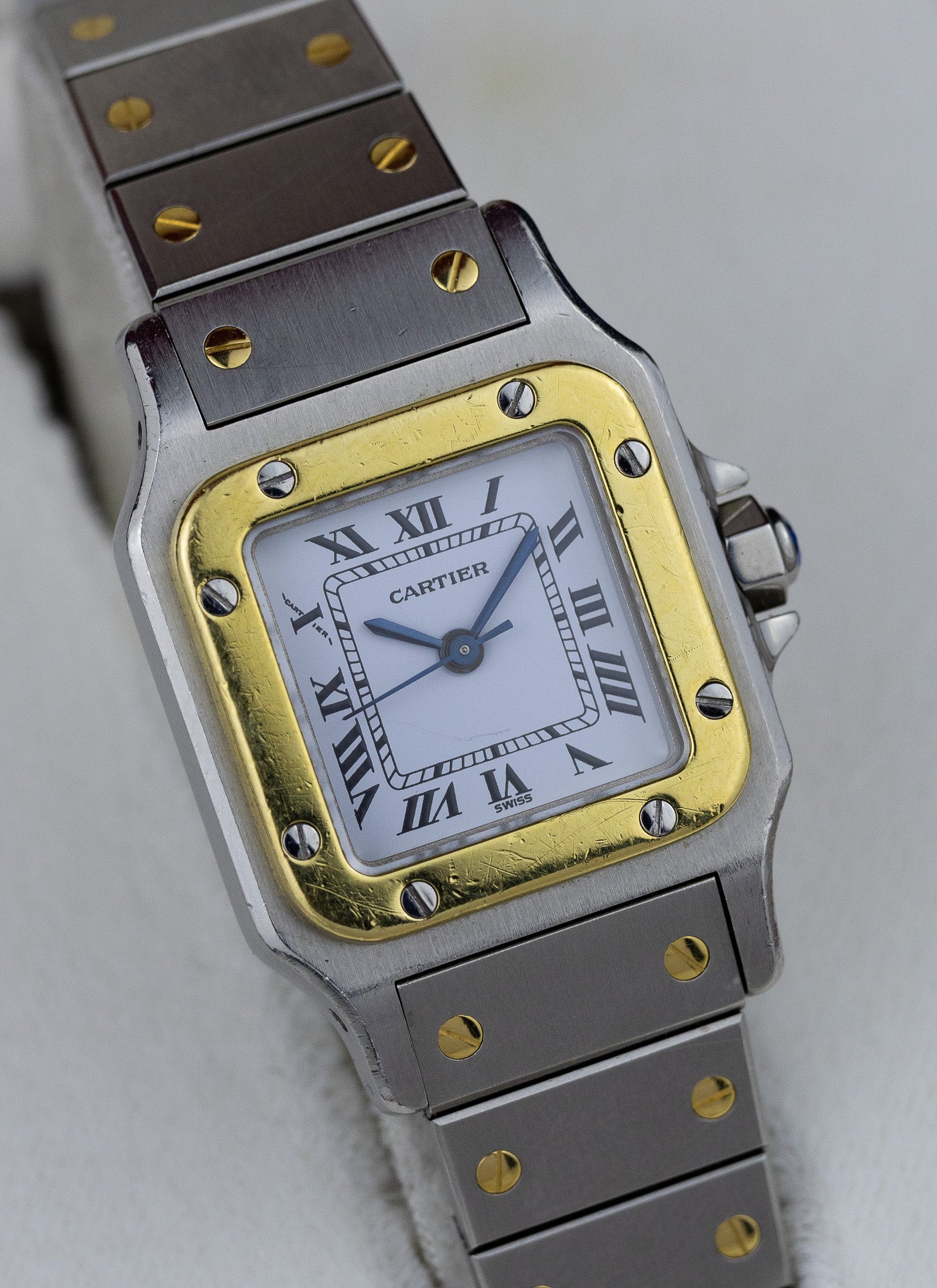1990s Lady Cartier Santos Caree Automatique Unpolished Box