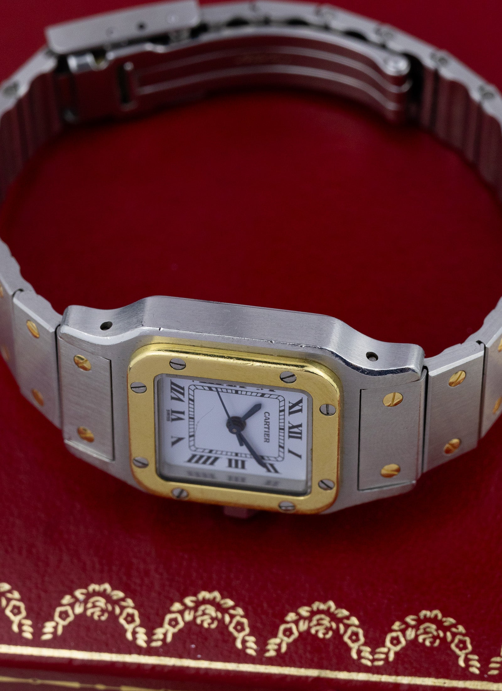 1990s Lady Cartier Santos Caree Automatique Unpolished Box