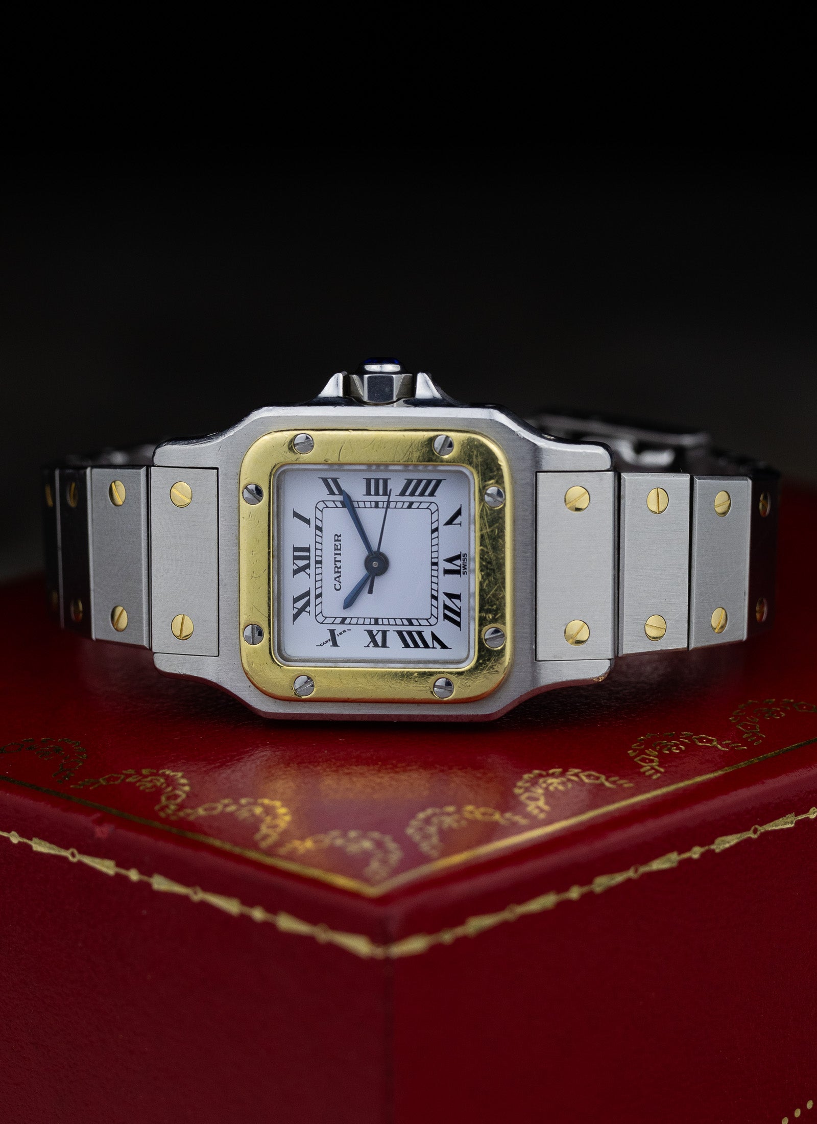 1990s Lady Cartier Santos Caree Automatique Unpolished Box
