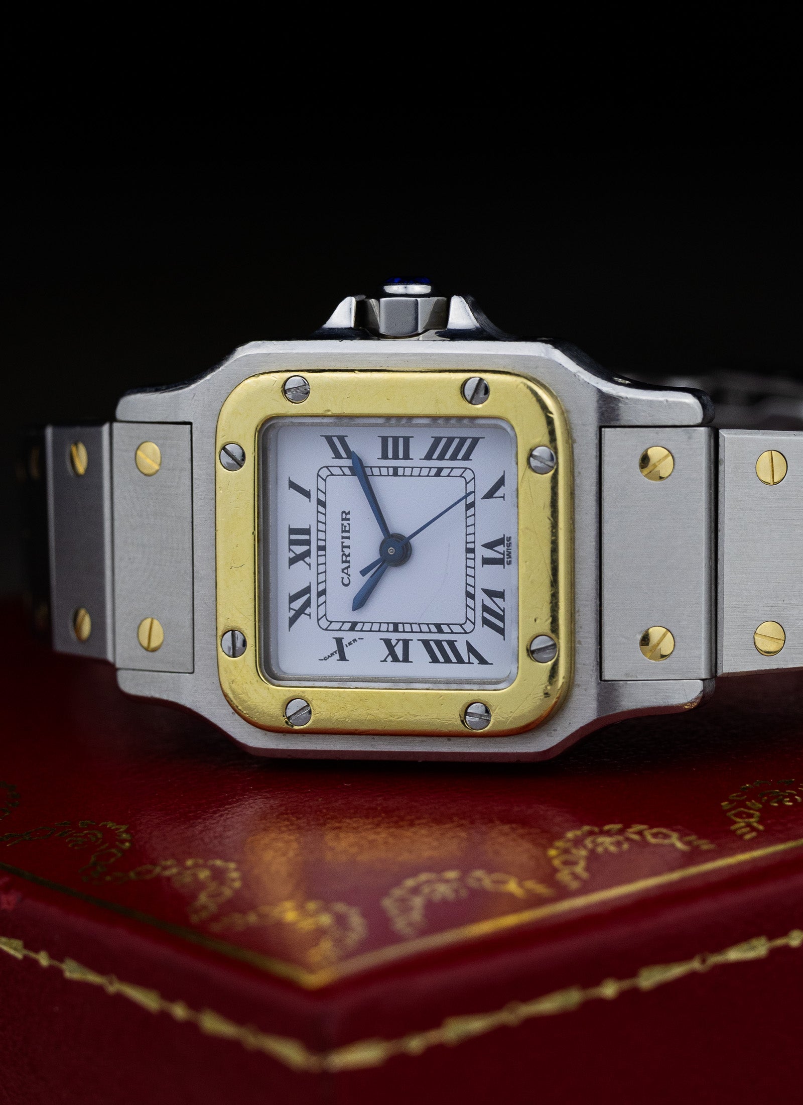 1990s Lady Cartier Santos Caree Automatique Unpolished Box