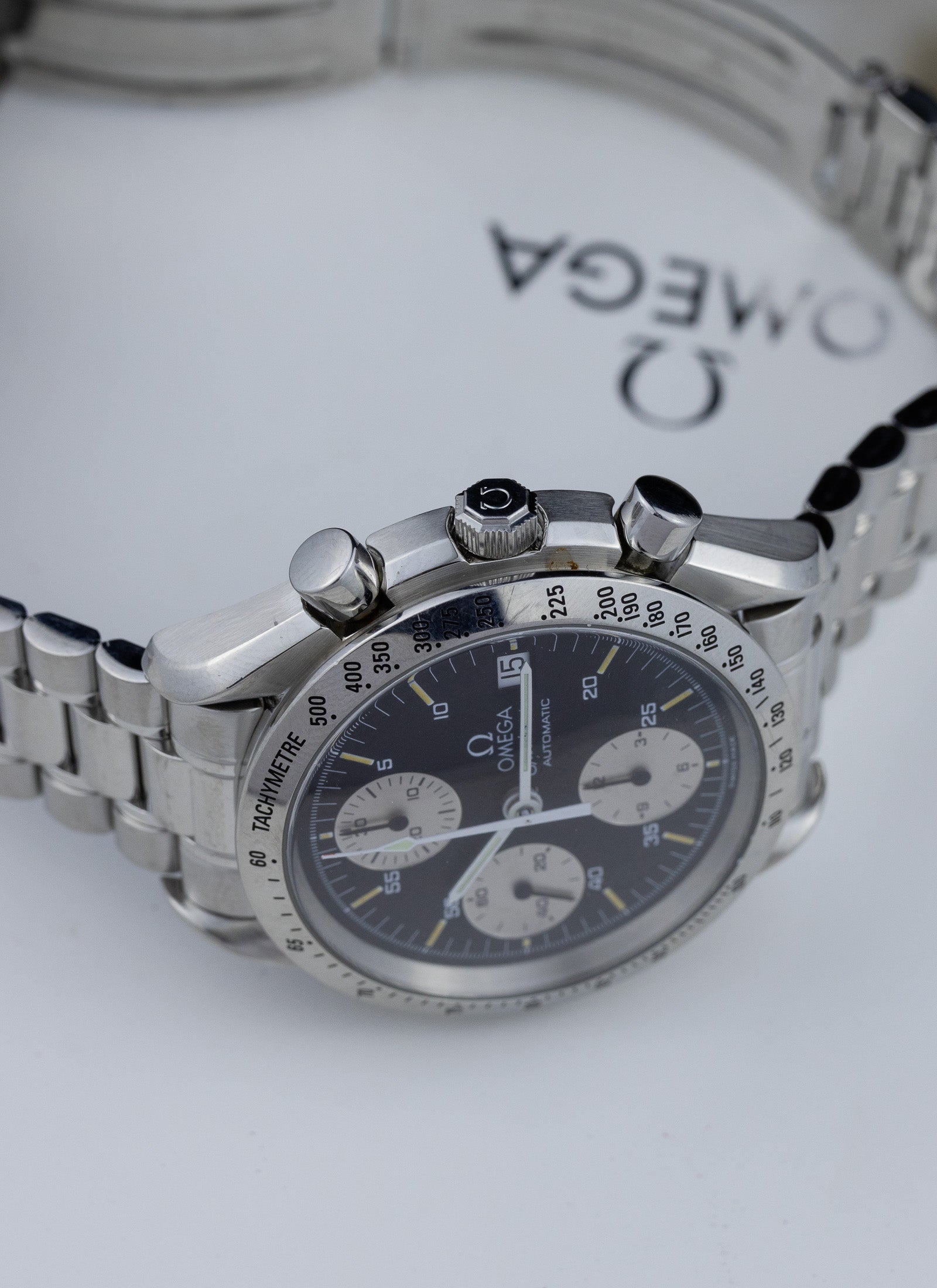 2000s Omega Speedmaster Date Reverse Panda 175.0043 cal. 1155 Box