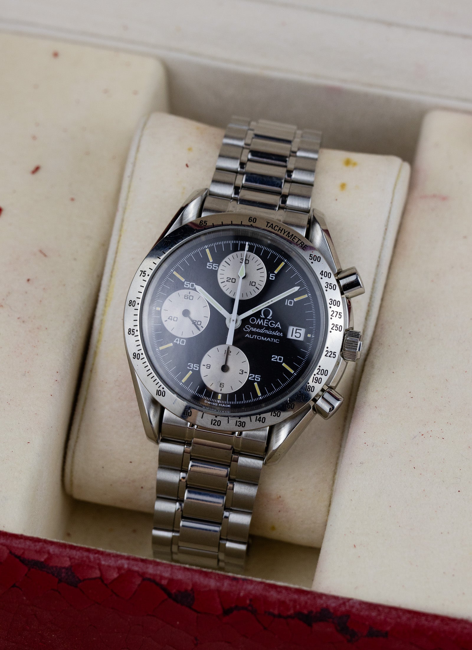 2000s Omega Speedmaster Date Reverse Panda 175.0043 cal. 1155 Box