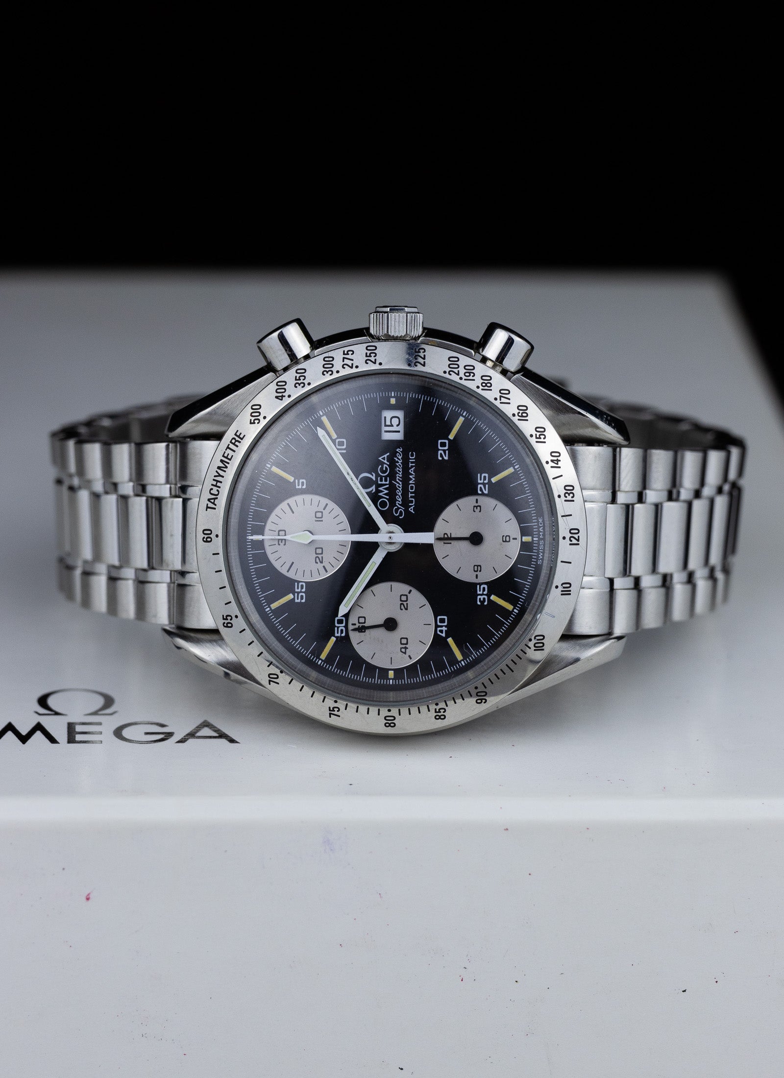 2000s Omega Speedmaster Date Reverse Panda 175.0043 cal. 1155 Box