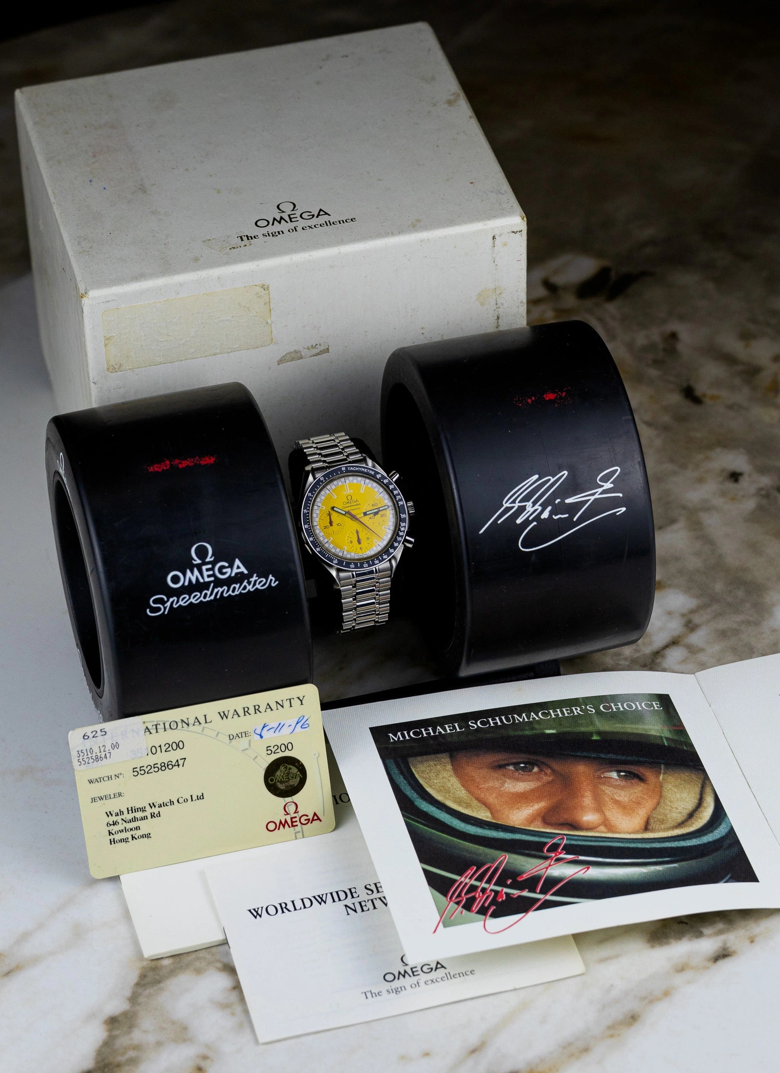 1995 Omega Speedmaster Schumacher 3510.12.00 Full Set