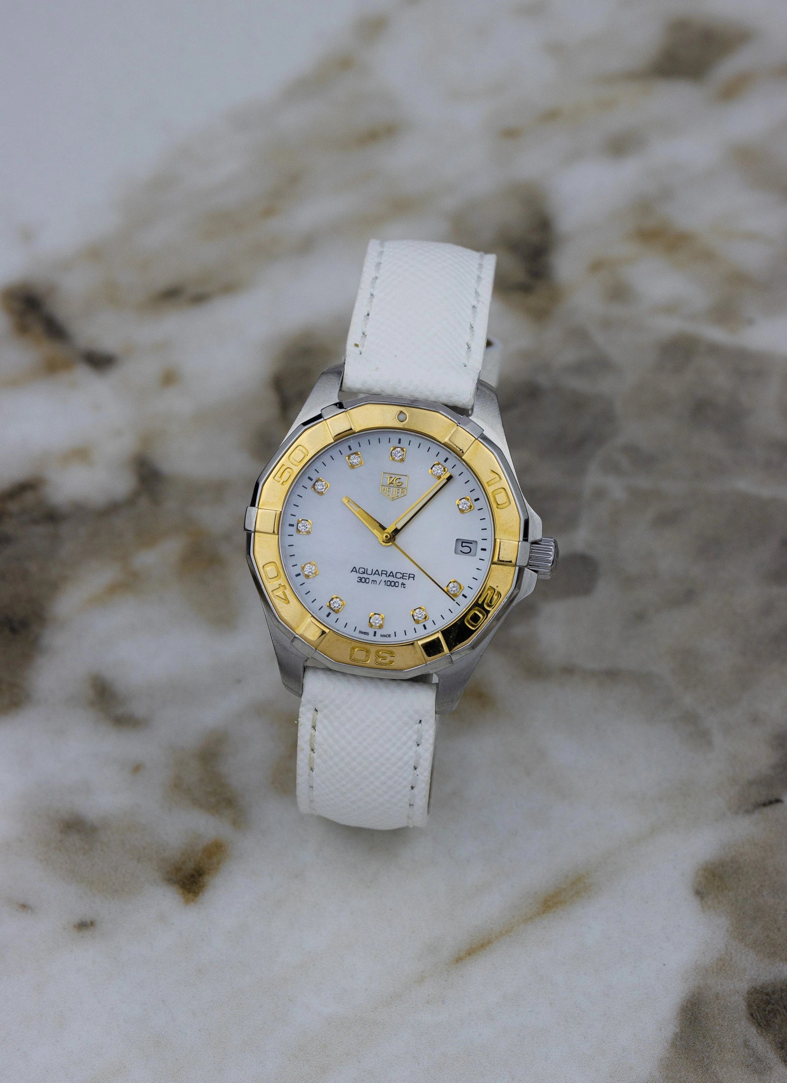 2000s Lady Tag Heuer Aquaracer MOP Diamonds Dial WAY1351 Travel Box