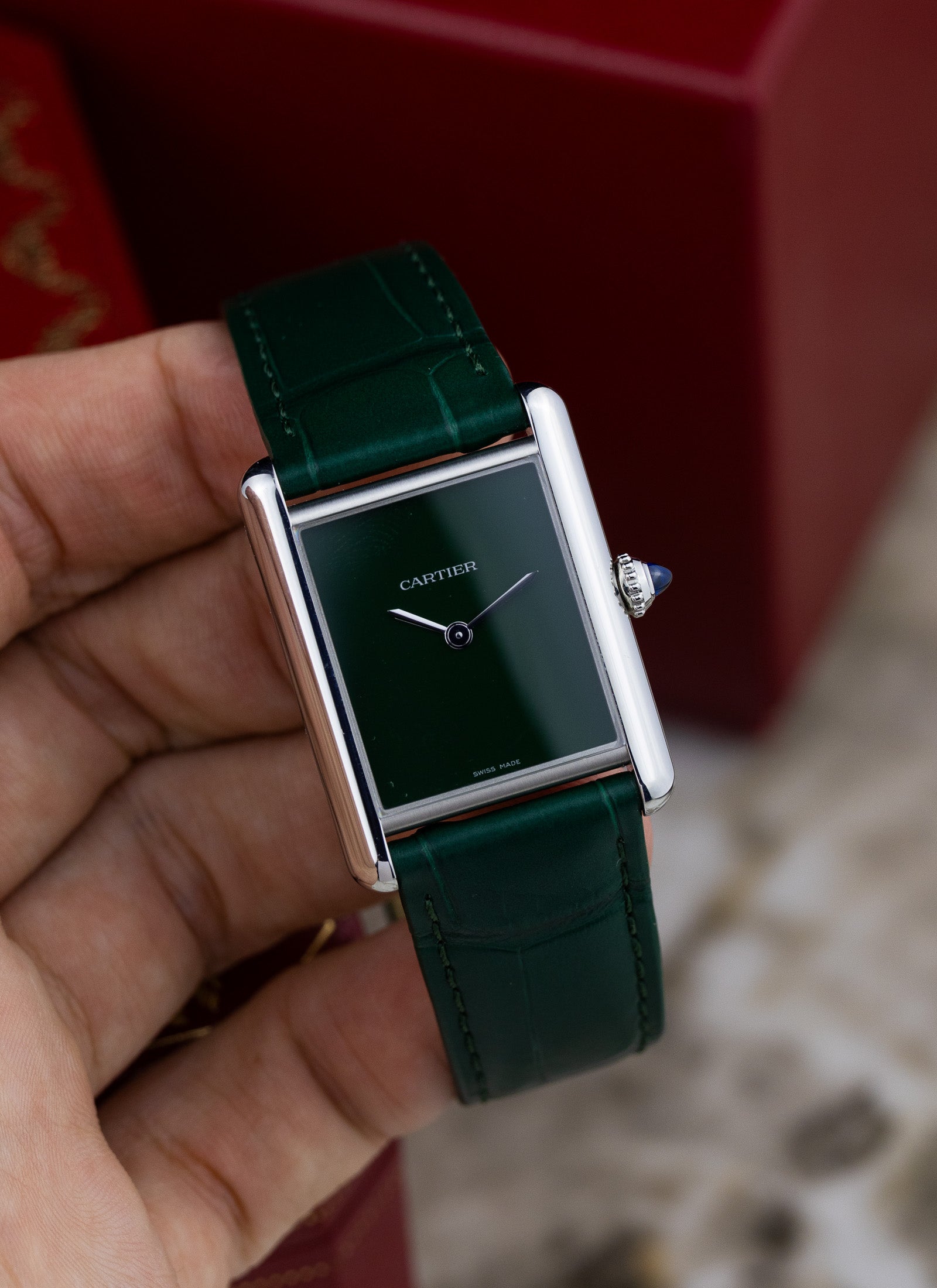 2025 Cartier Tank Green Dial WSTA0056 Full Set