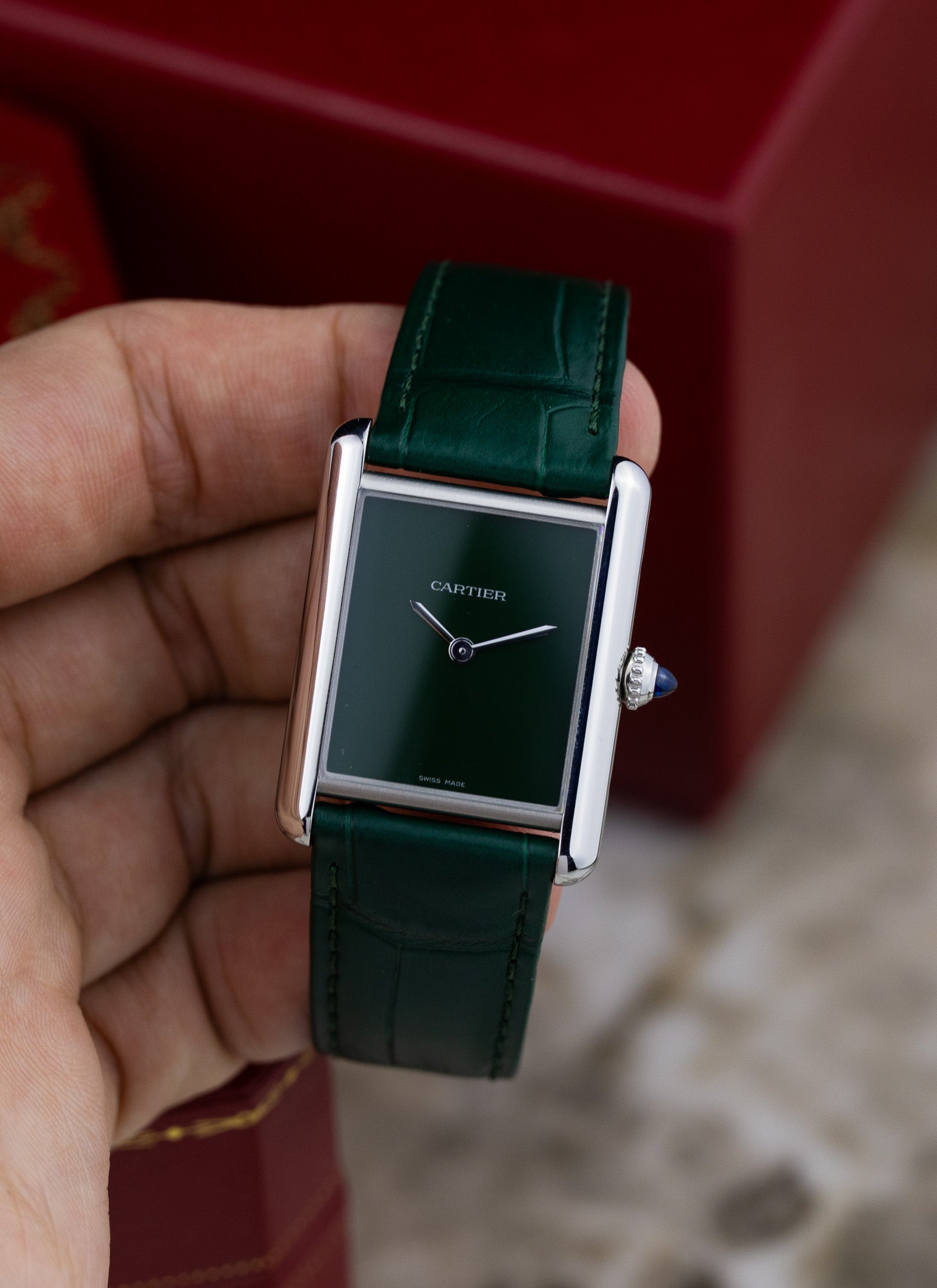 2025 Cartier Tank Green Dial WSTA0056 Full Set