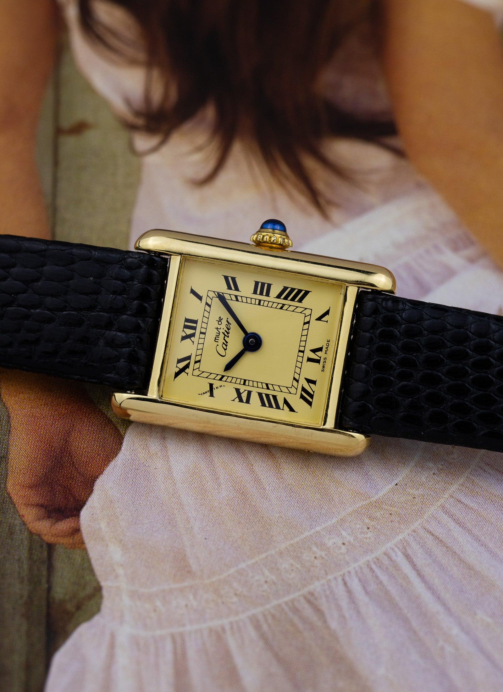 1980s Lady Cartier Must Tank Ivory Manual Winding