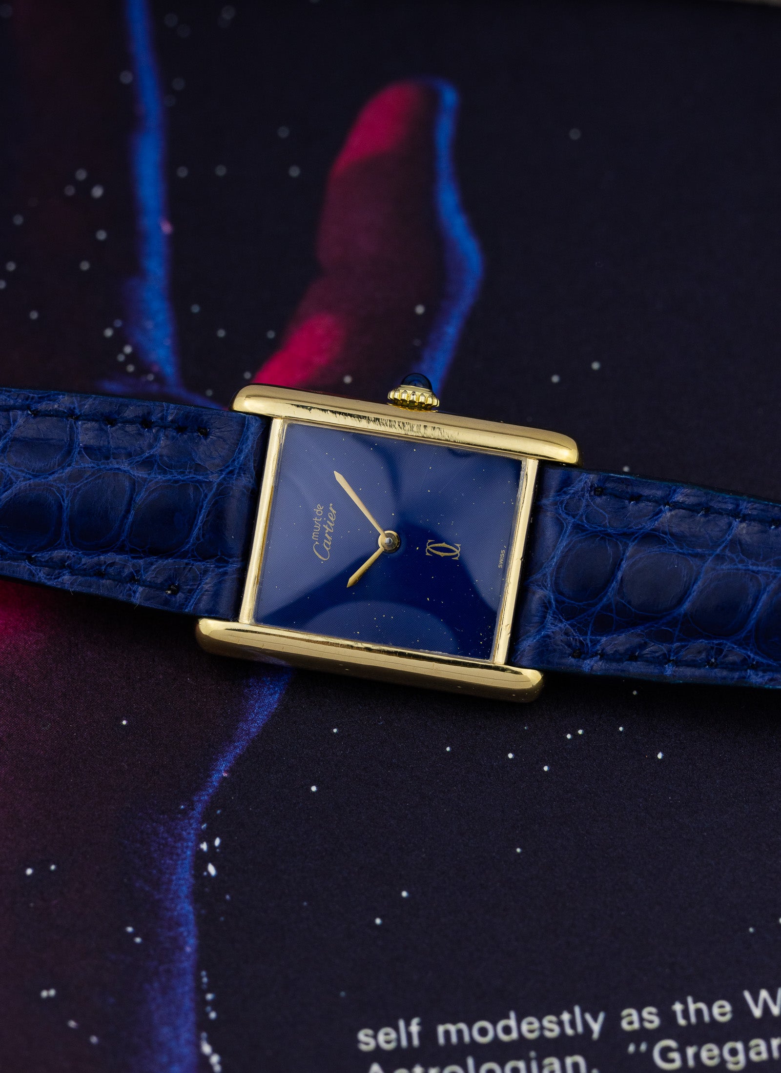 1980s Cartier Must Tank Lapis Lazuli Dial Manual Winding
