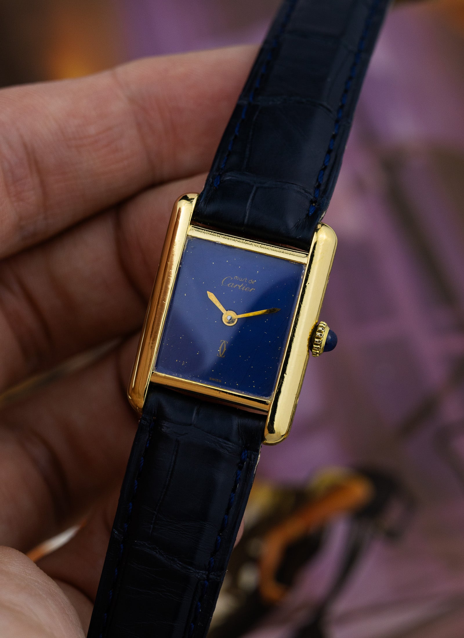 1970s Cartier Tank Lapis Lazuli Blue Dial