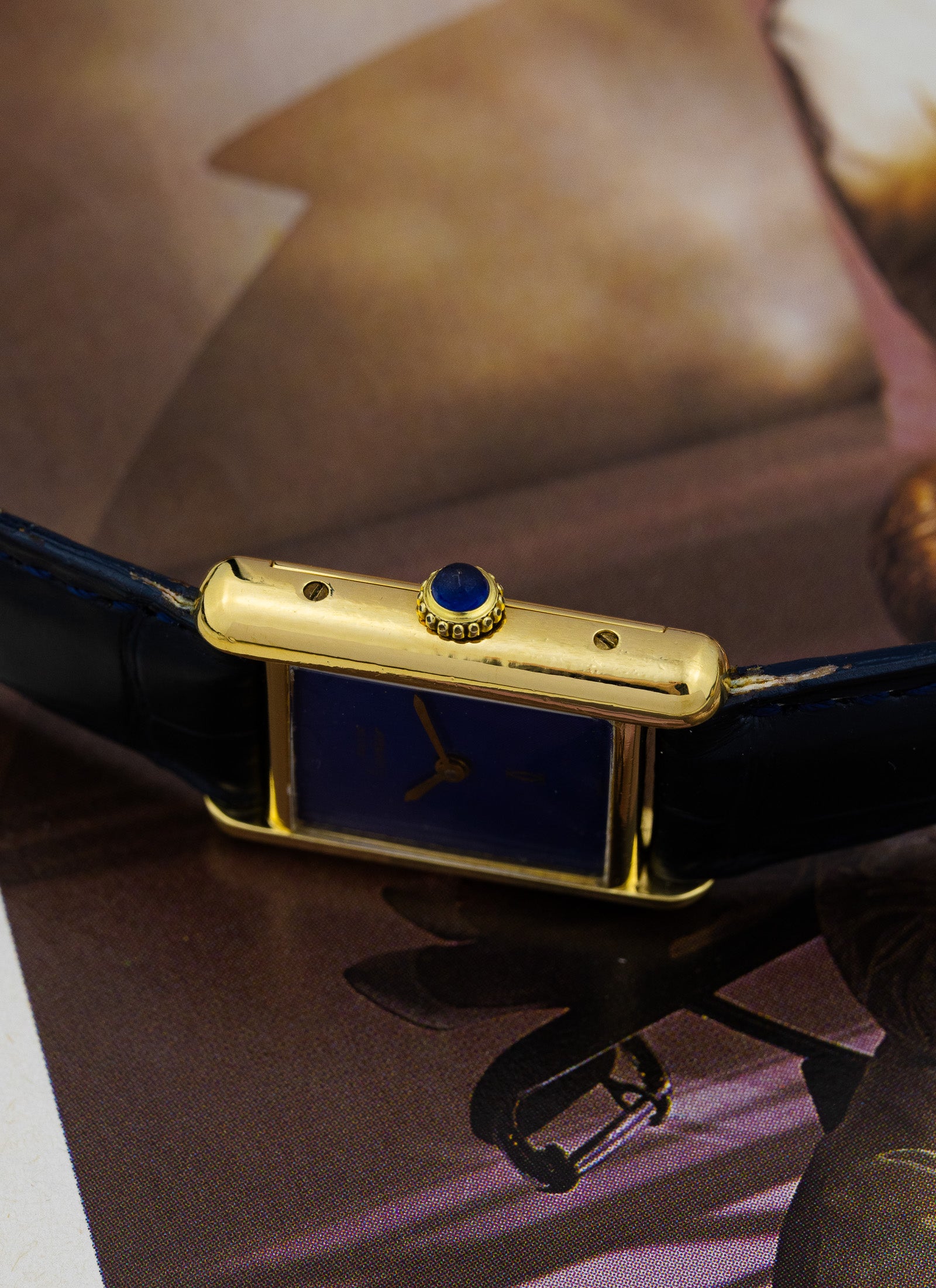 1970s Cartier Tank Lapis Lazuli Blue Dial