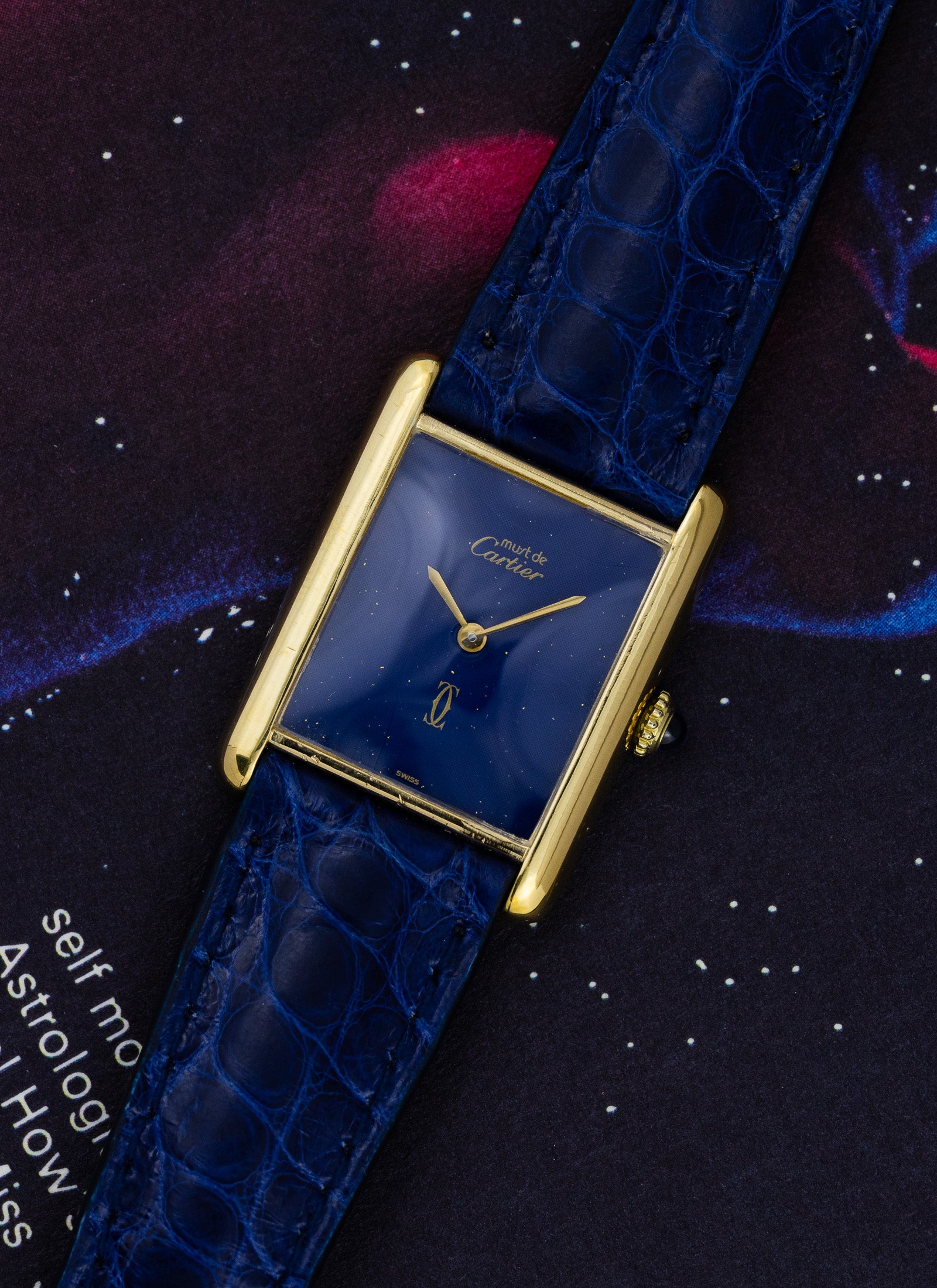 1980s Cartier Must Tank Lapis Lazuli Dial Manual Winding