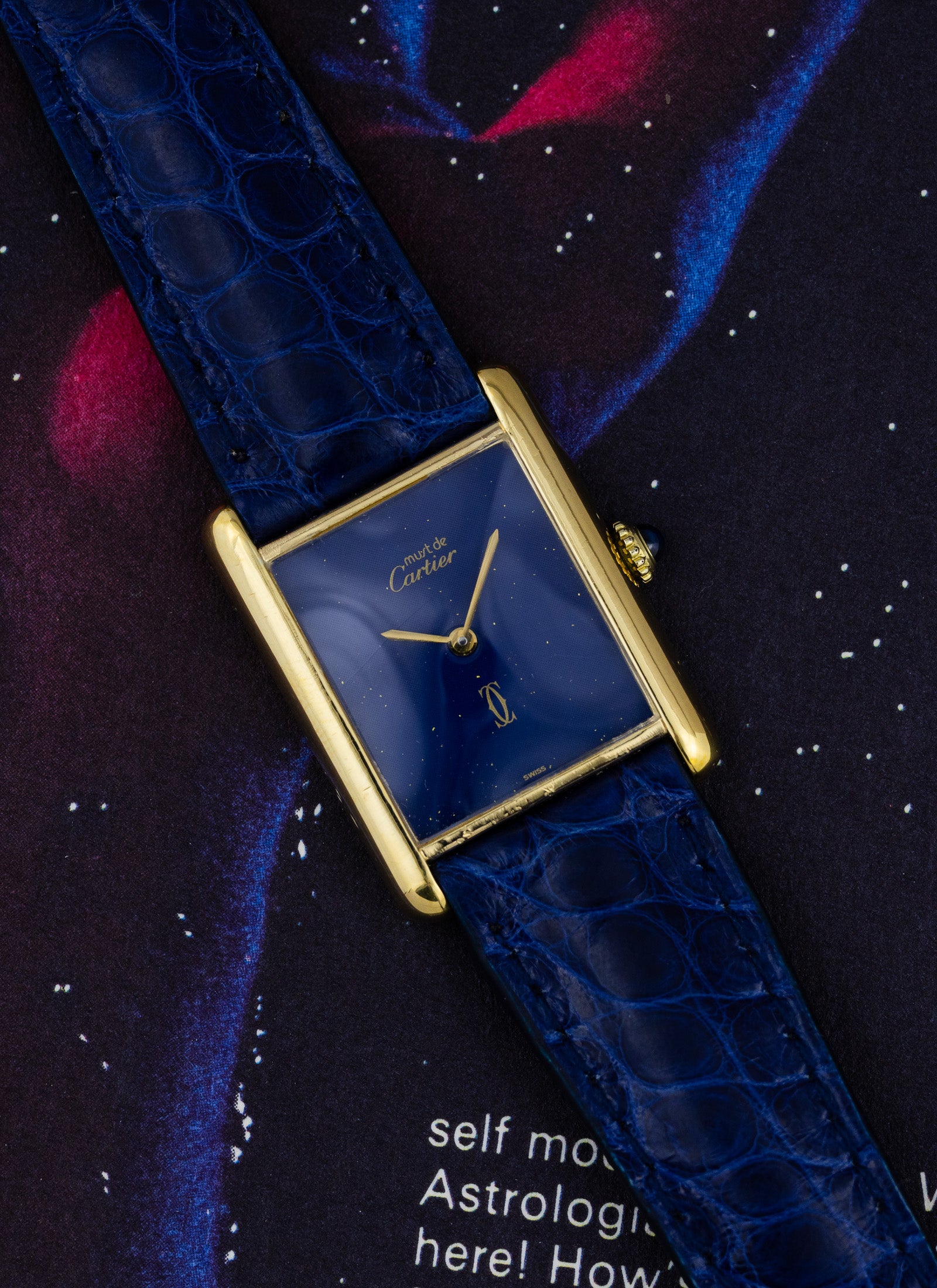 1980s Cartier Must Tank Lapis Lazuli Dial Manual Winding