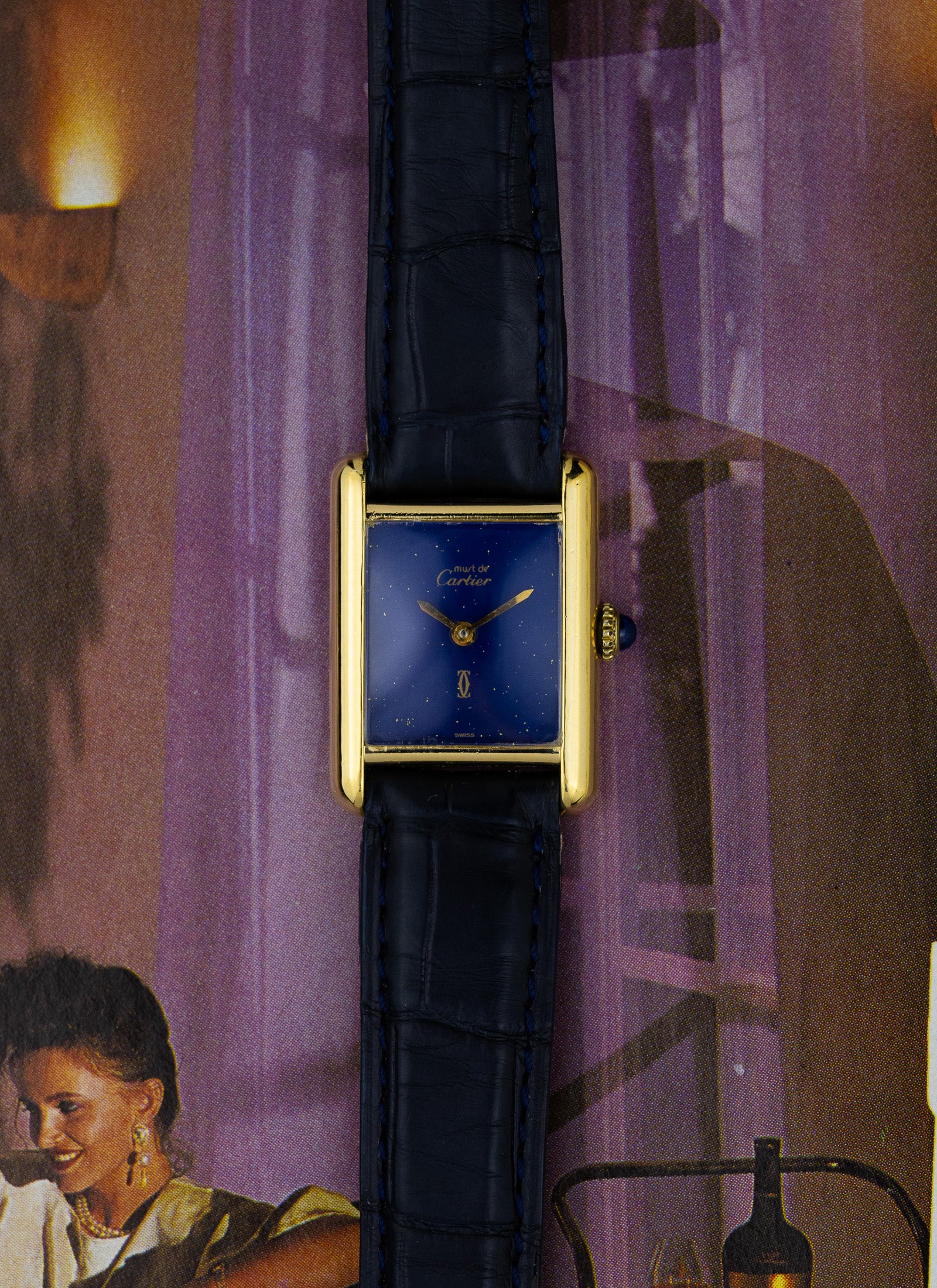 1970s Cartier Tank Lapis Lazuli Blue Dial