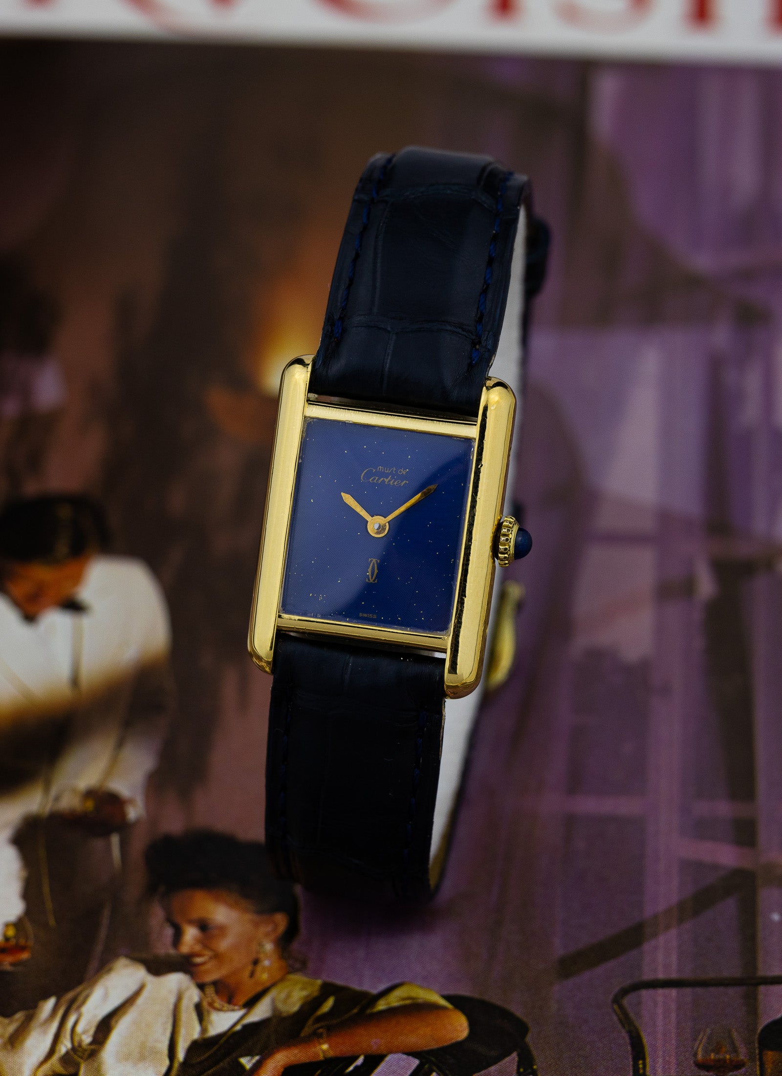 1970s Cartier Tank Lapis Lazuli Blue Dial