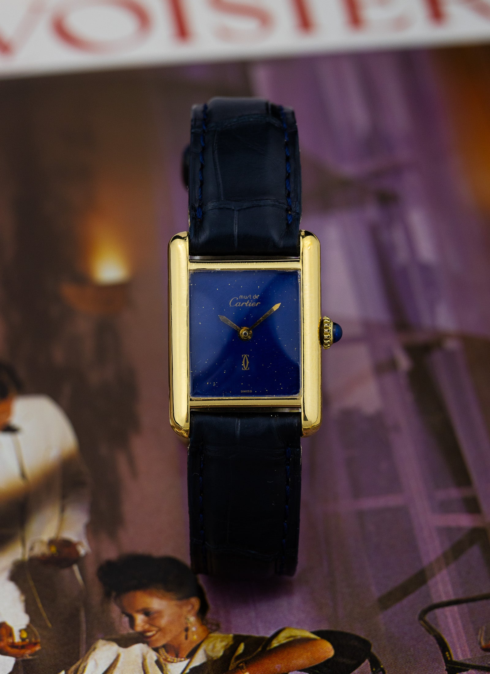 1970s Cartier Tank Lapis Lazuli Blue Dial